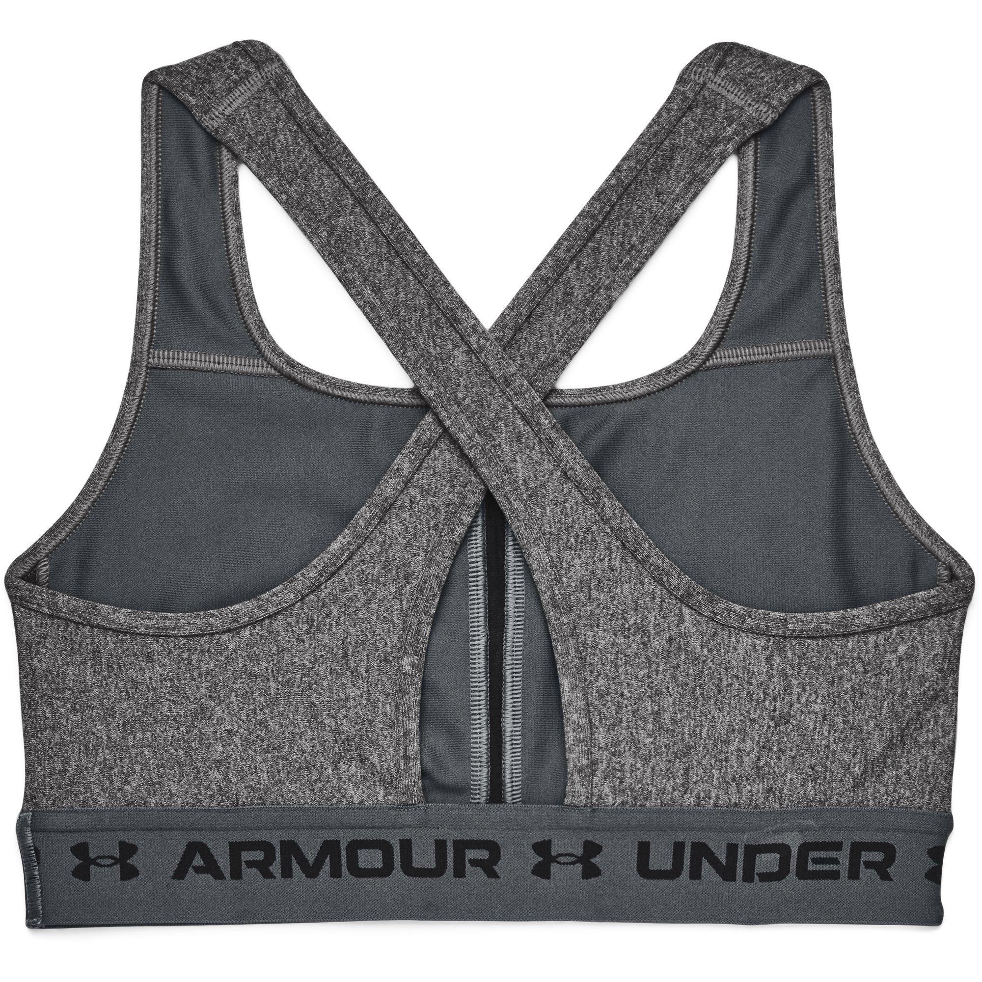 Charcoal/White - Under Armour - Crossback Medium Impact Sports Bra Womens - 2