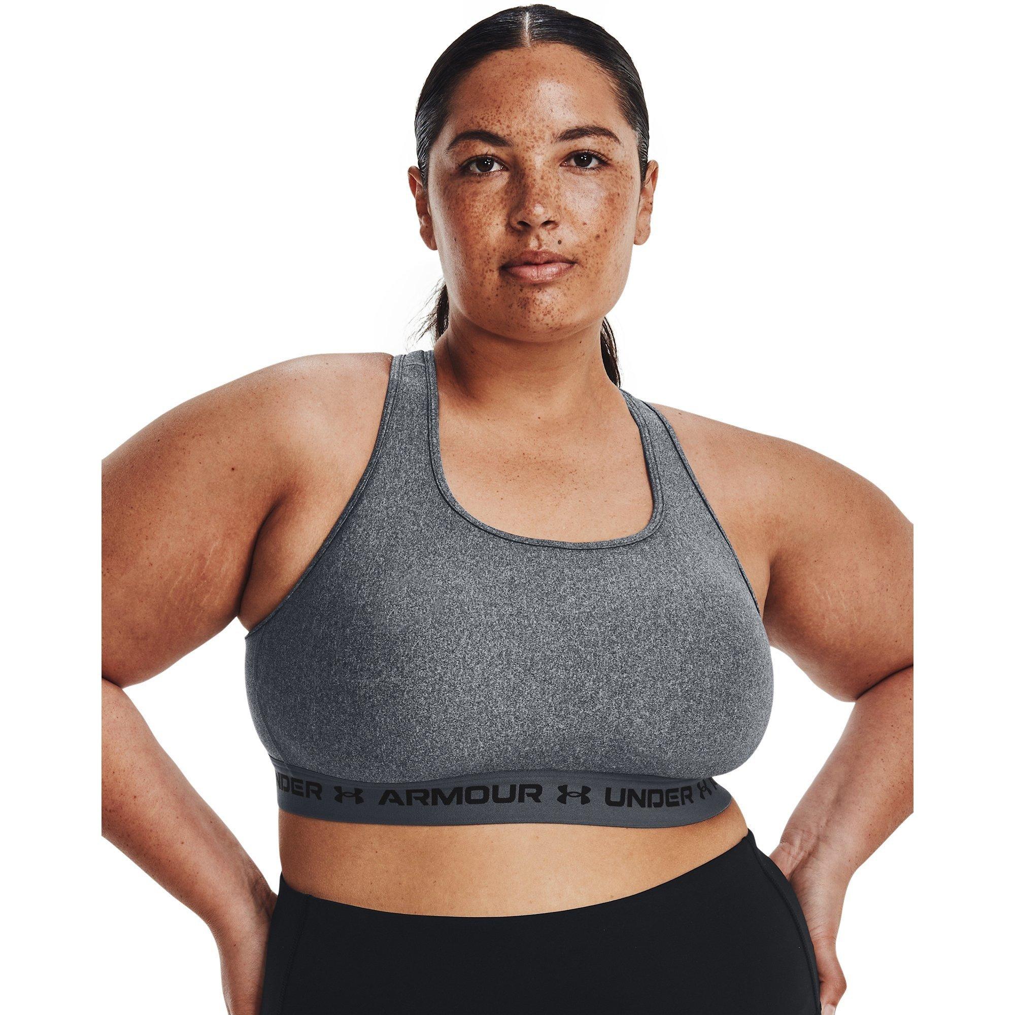 Charcoal/White - Under Armour - Crossback Medium Impact Sports Bra Womens - 13