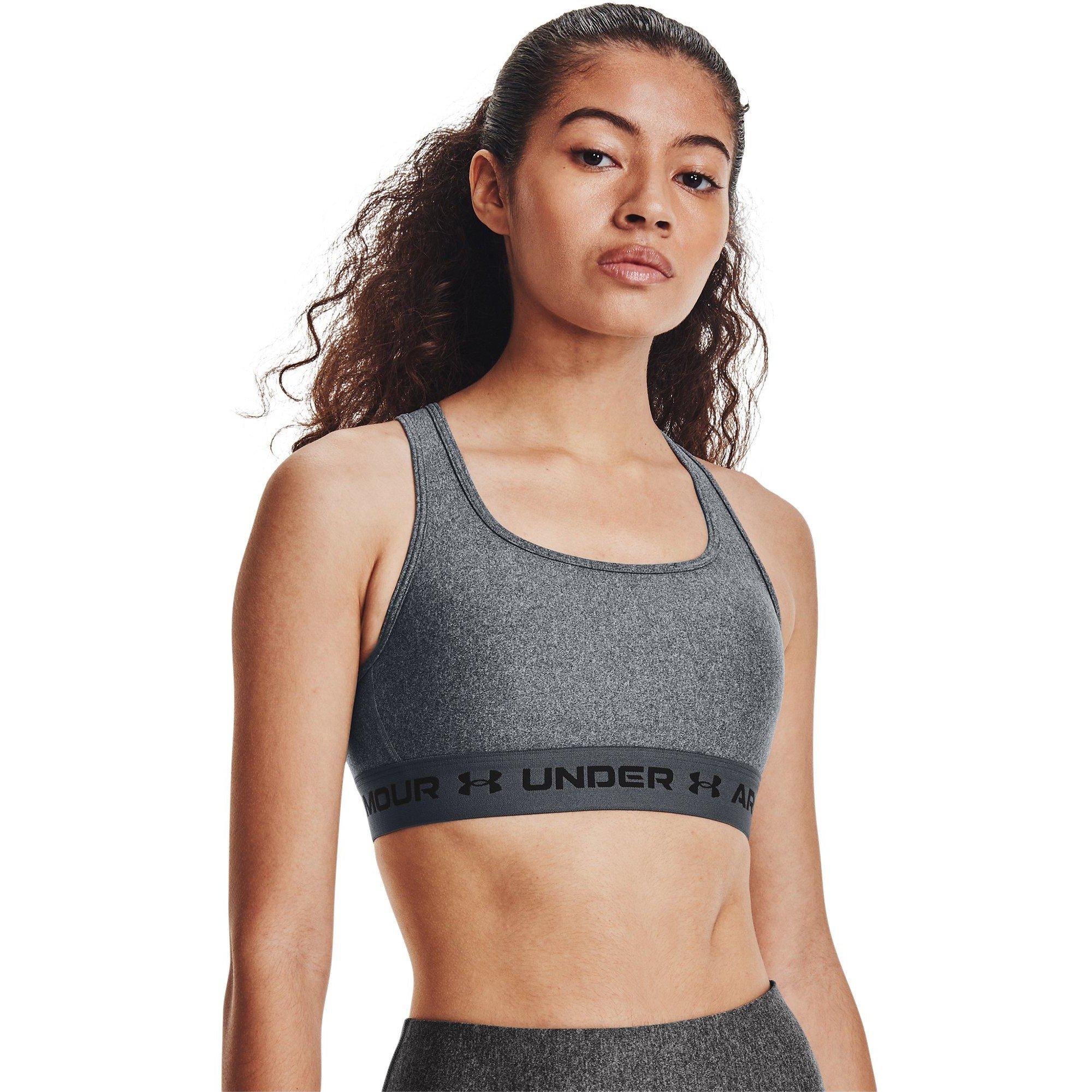 Charcoal/White - Under Armour - Crossback Medium Impact Sports Bra Womens - 5