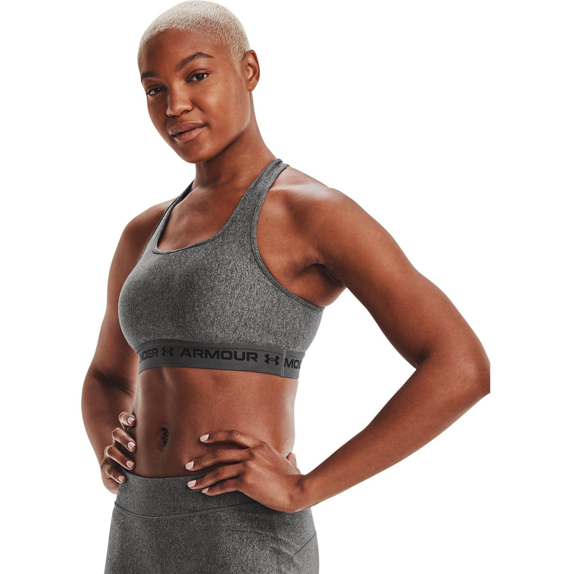 Charcoal/White - Under Armour - Crossback Medium Impact Sports Bra Womens - 7