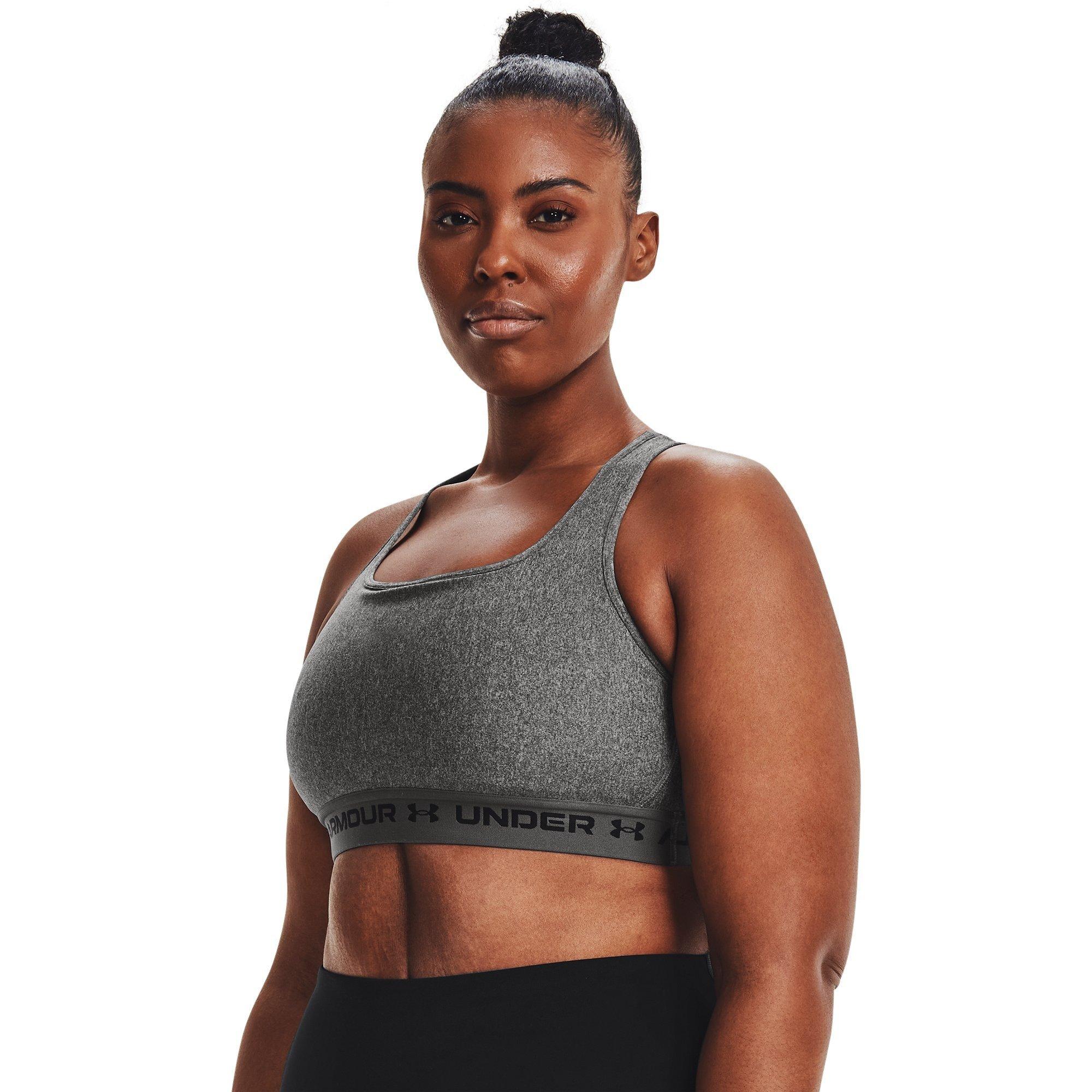 Charcoal/White - Under Armour - Crossback Medium Impact Sports Bra Womens - 9