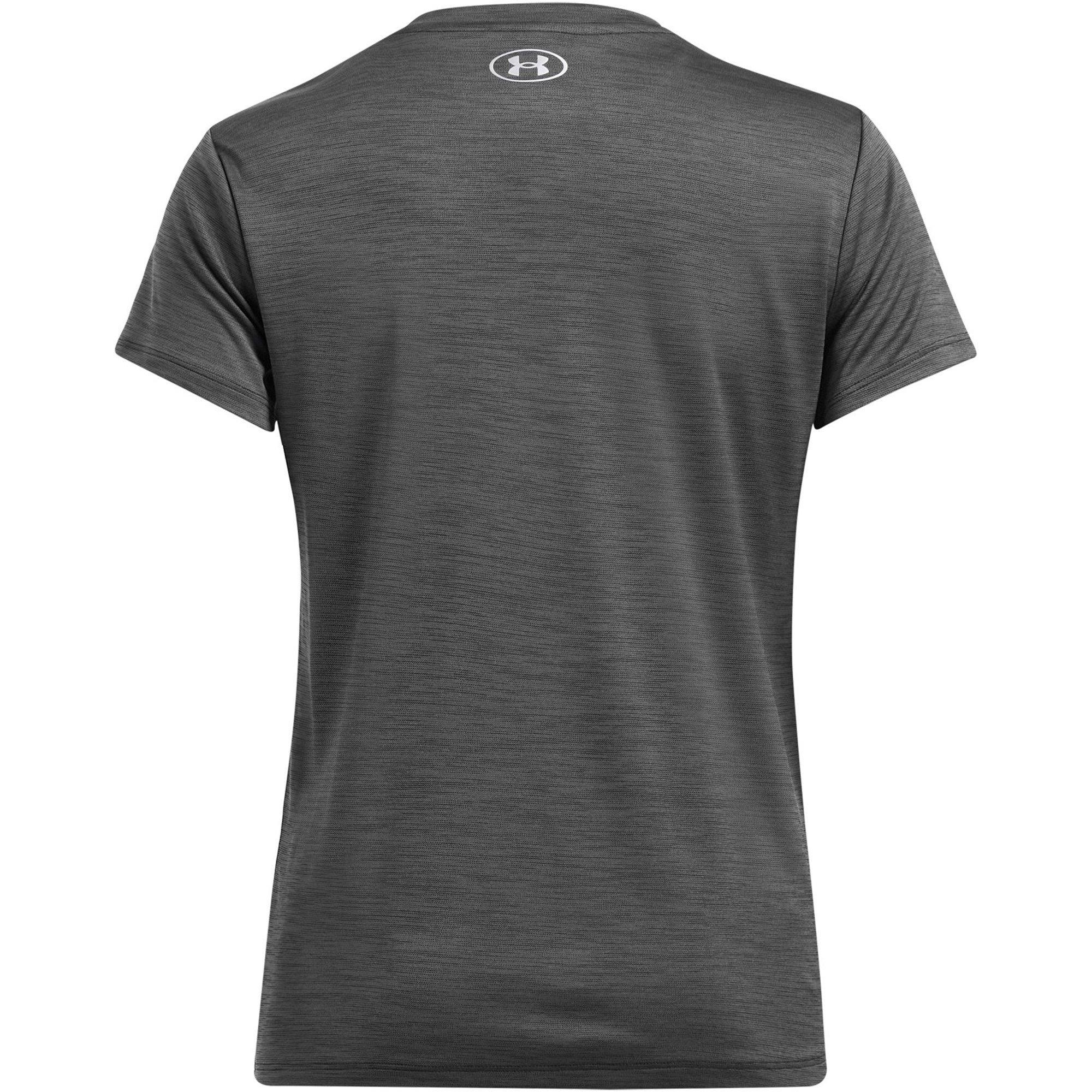 Black/M.Silver - Under Armour - Velocity Twist V-Neck Short Sleeve Tee Womens - 4