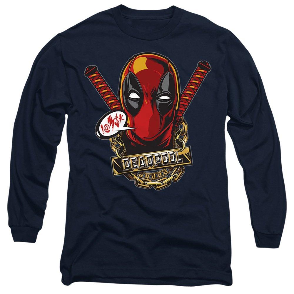 Navy - Marvel - Deadpool Gangster Long Sleeve T-Shirt Deep Navy - 1