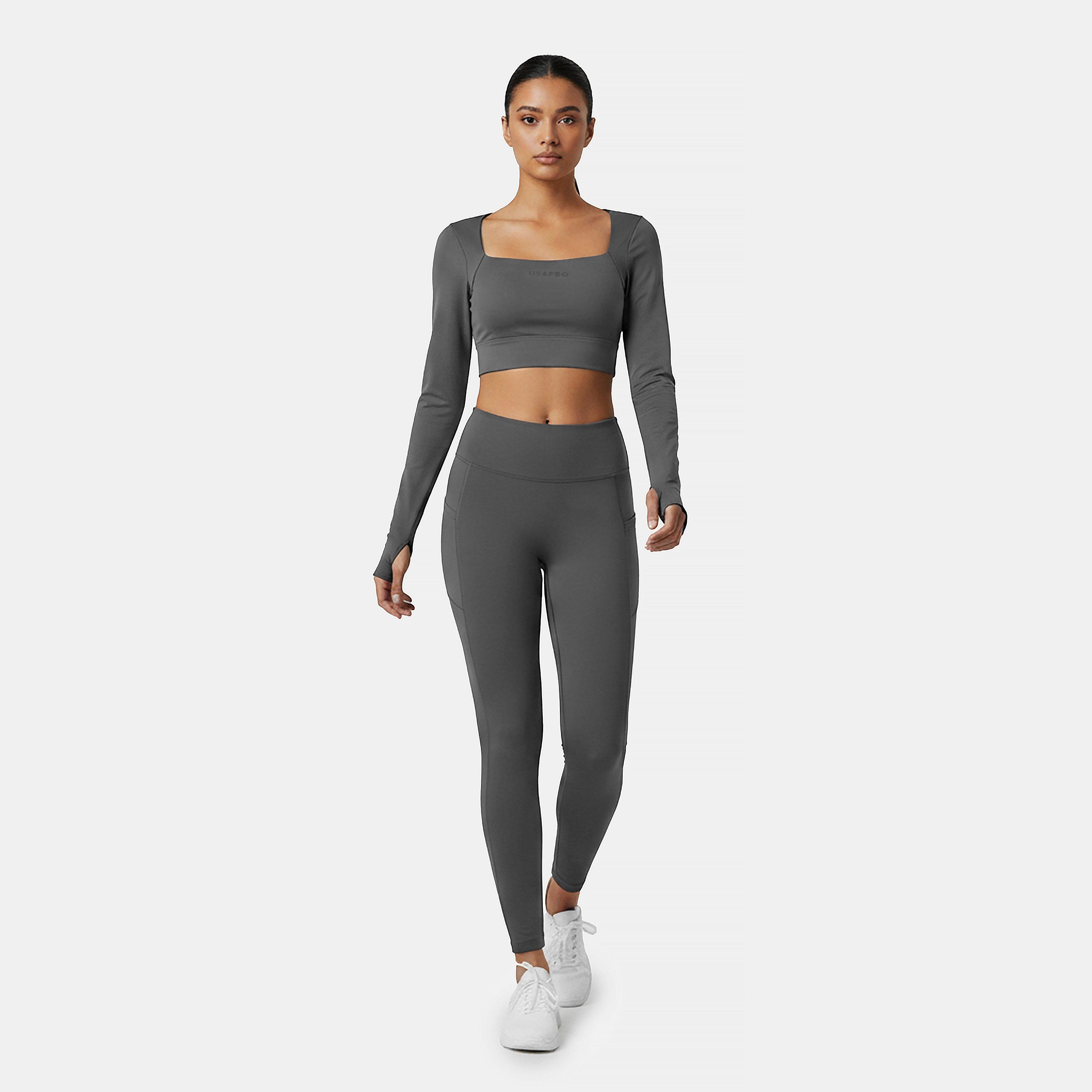 Shark Grey - USA Pro - Pro Ruched LS Womens - 5