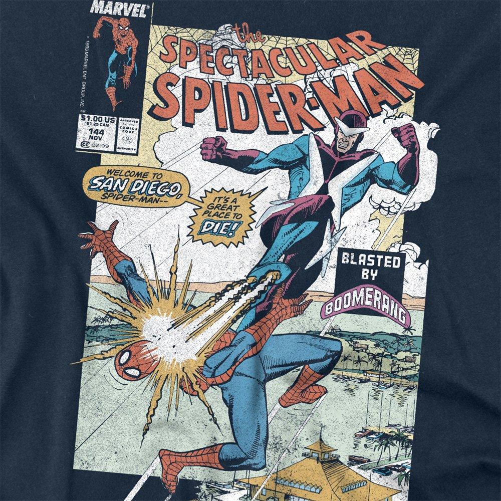 Navy - Marvel - Spiderman Blasted By Boomerang Cover Long Sleeve T - 2