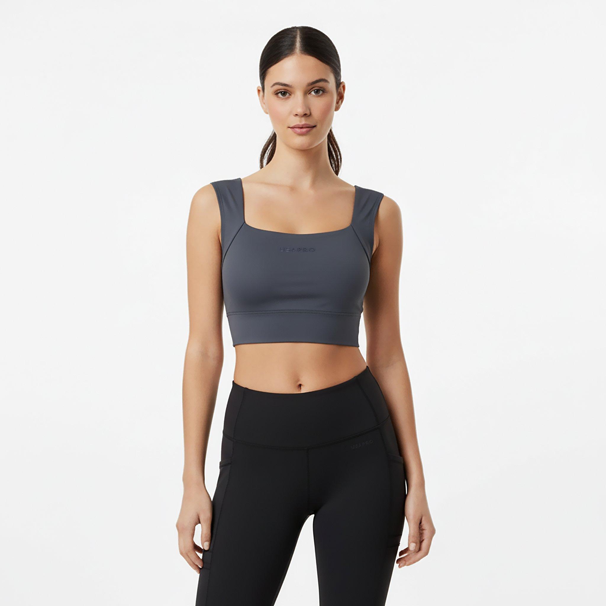 Shark Grey - USA Pro - Pro Ruched LS Bra Womens - 3