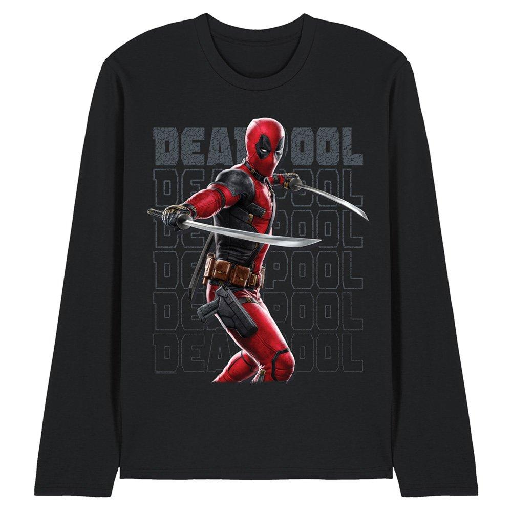 Marvel Men's Deadpool Wolverine Wade Katanas Long Sleeve T Shir - Black - XXL