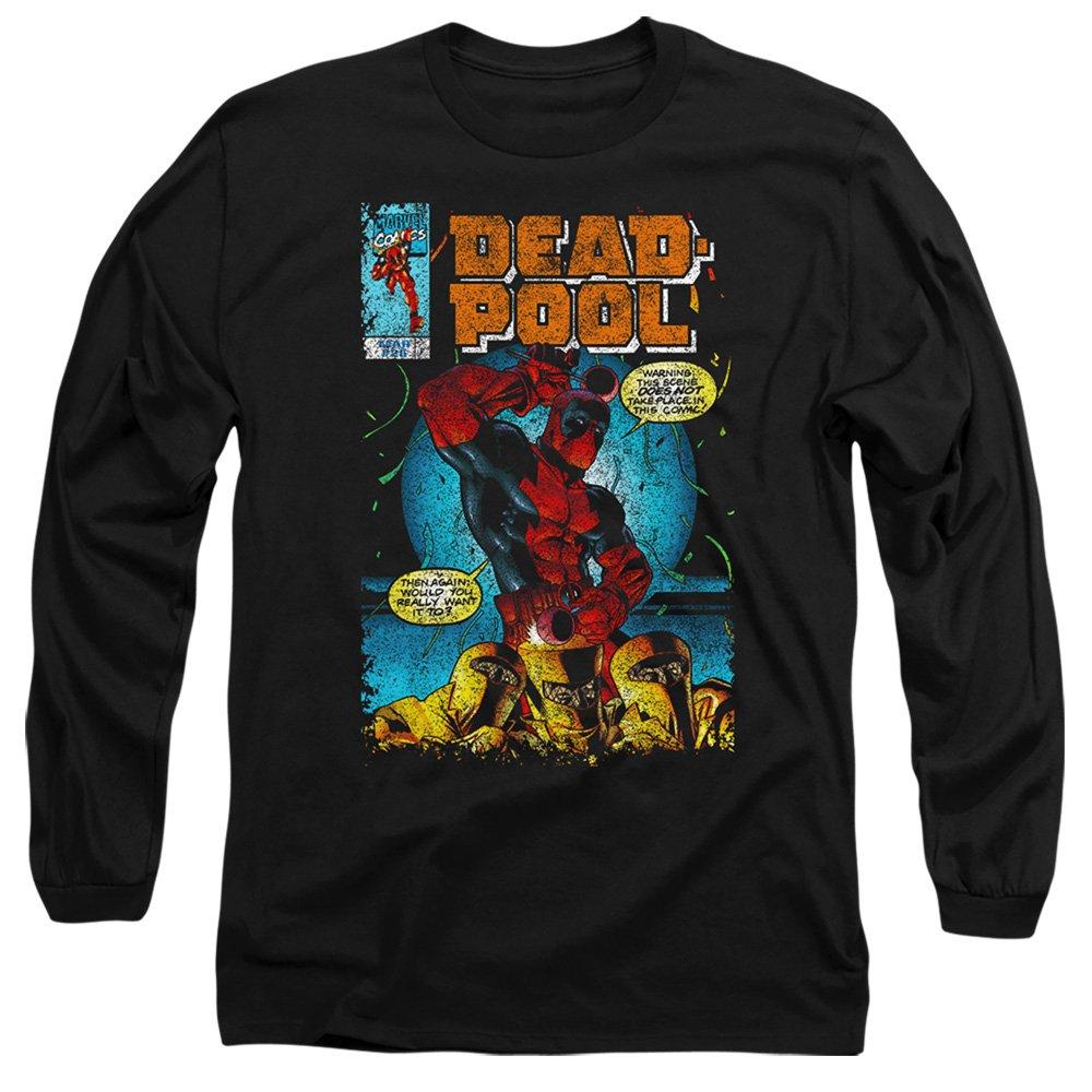 Black - Marvel - Deadpool Comic Cover Long Sleeve T-Shirt Black - 1