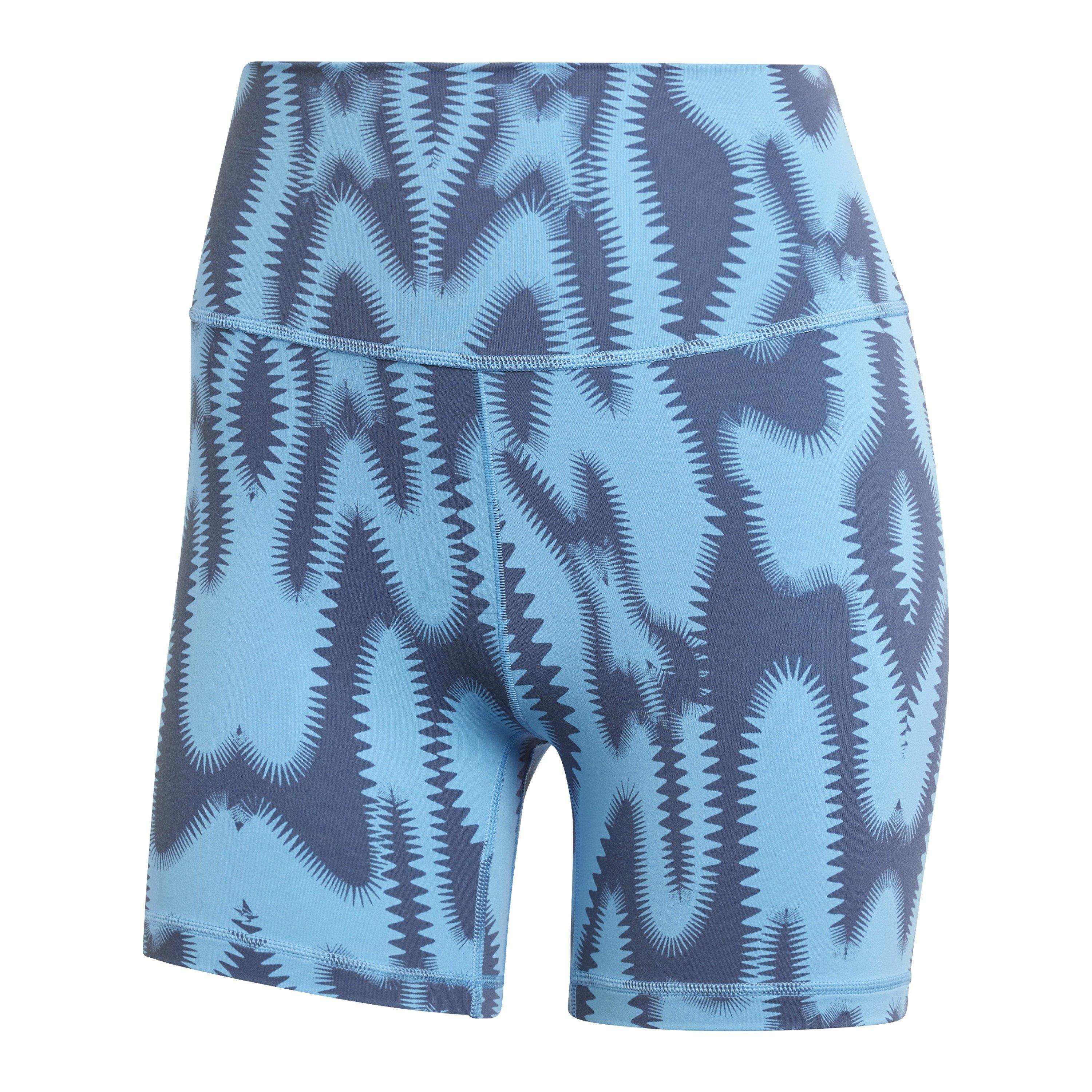 Blue - adidas - Women's All Over Print Compression Shorts - 1
