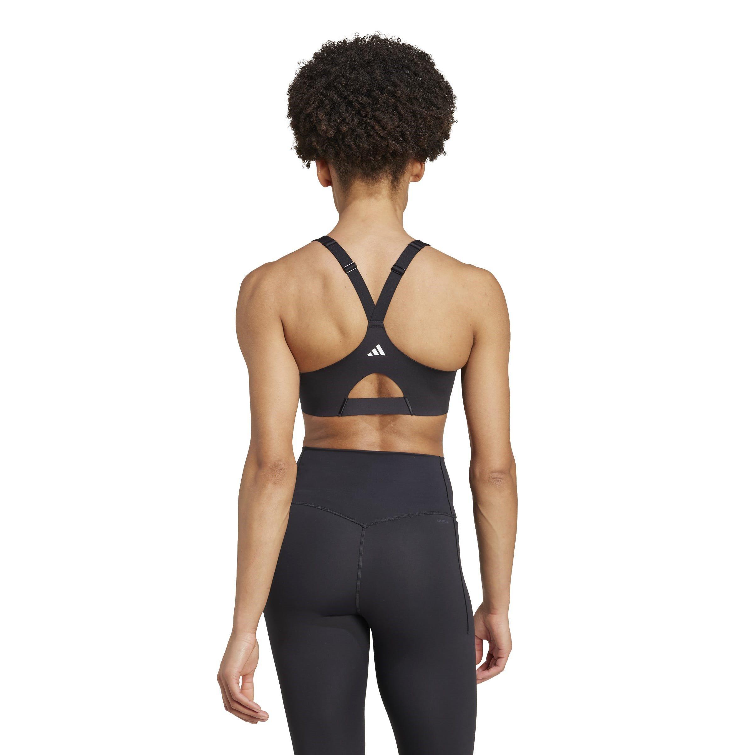 Black - adidas - Zipped High Impact Sports Bra - 4