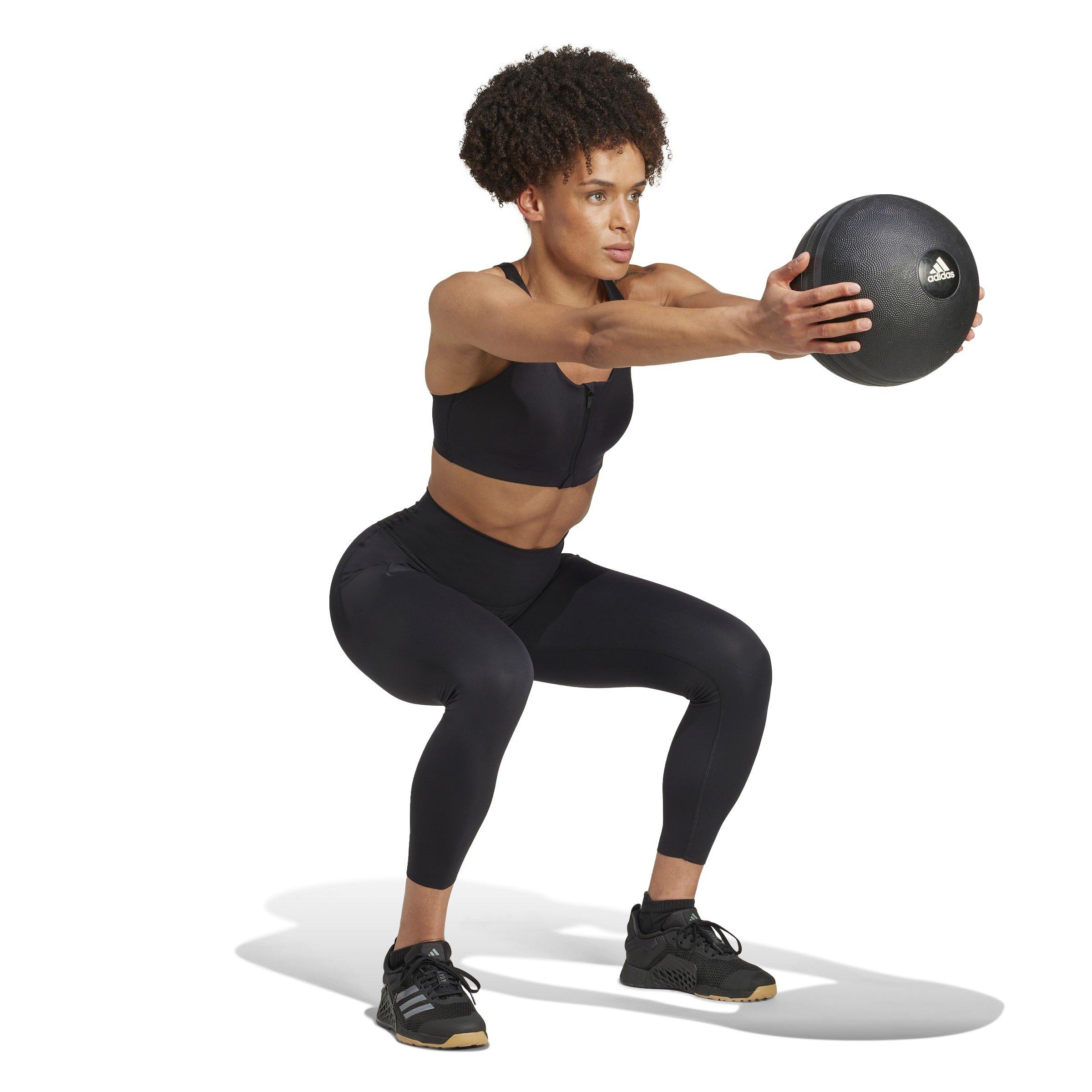 Black - adidas - Zipped High Impact Sports Bra - 5