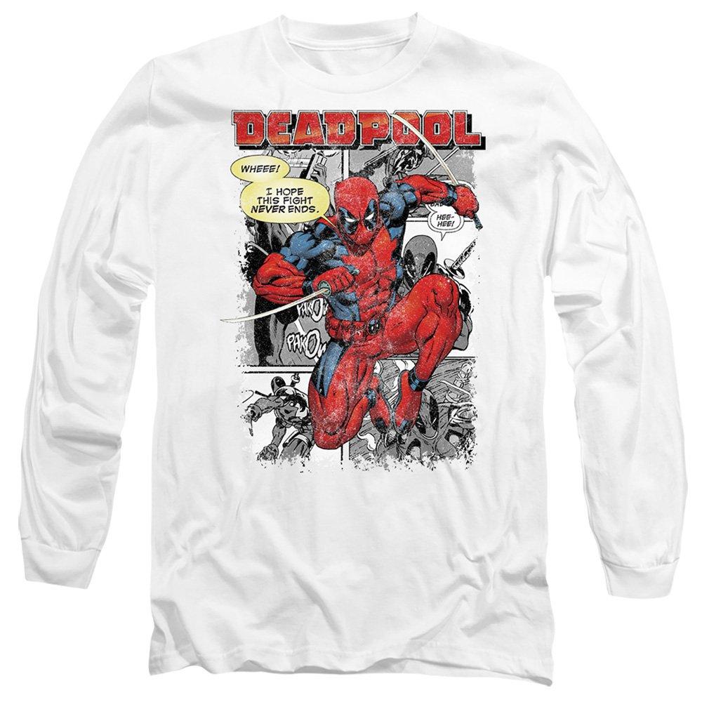 White - Marvel - Deadpool Comic Panels Long Sleeve T-Shirt White - 1