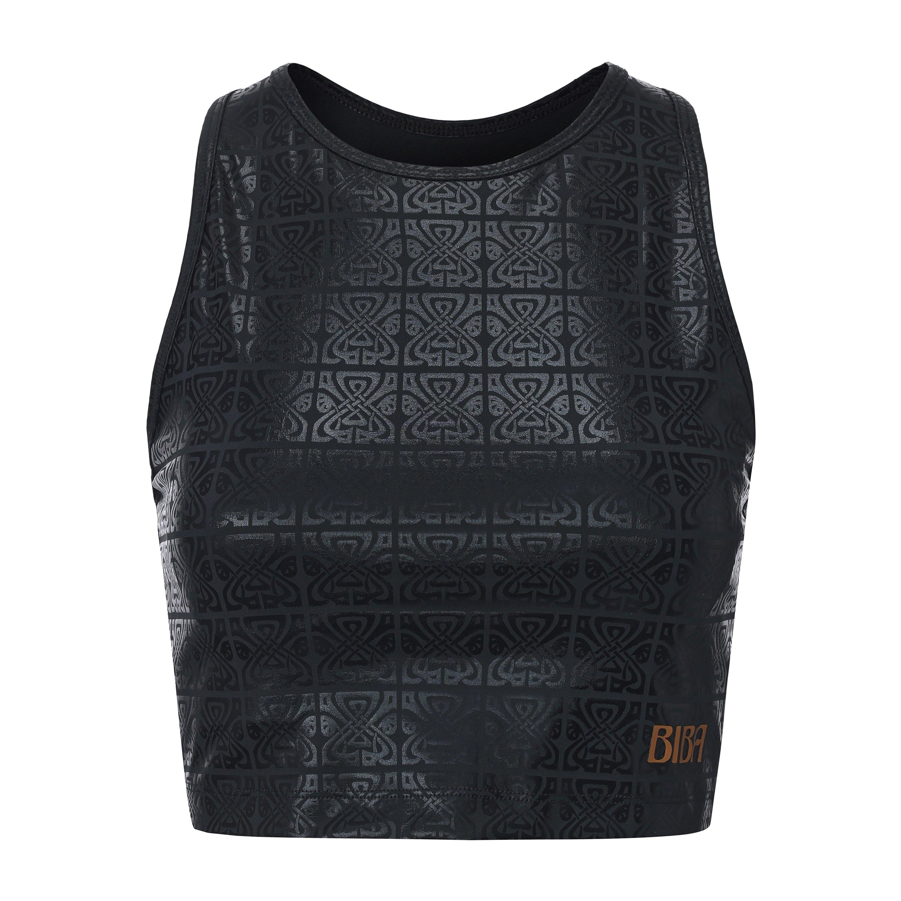 Biba Women's Move Tank Scoop Cropped Performance Gym Vest - Shine Logo - 14 (L)