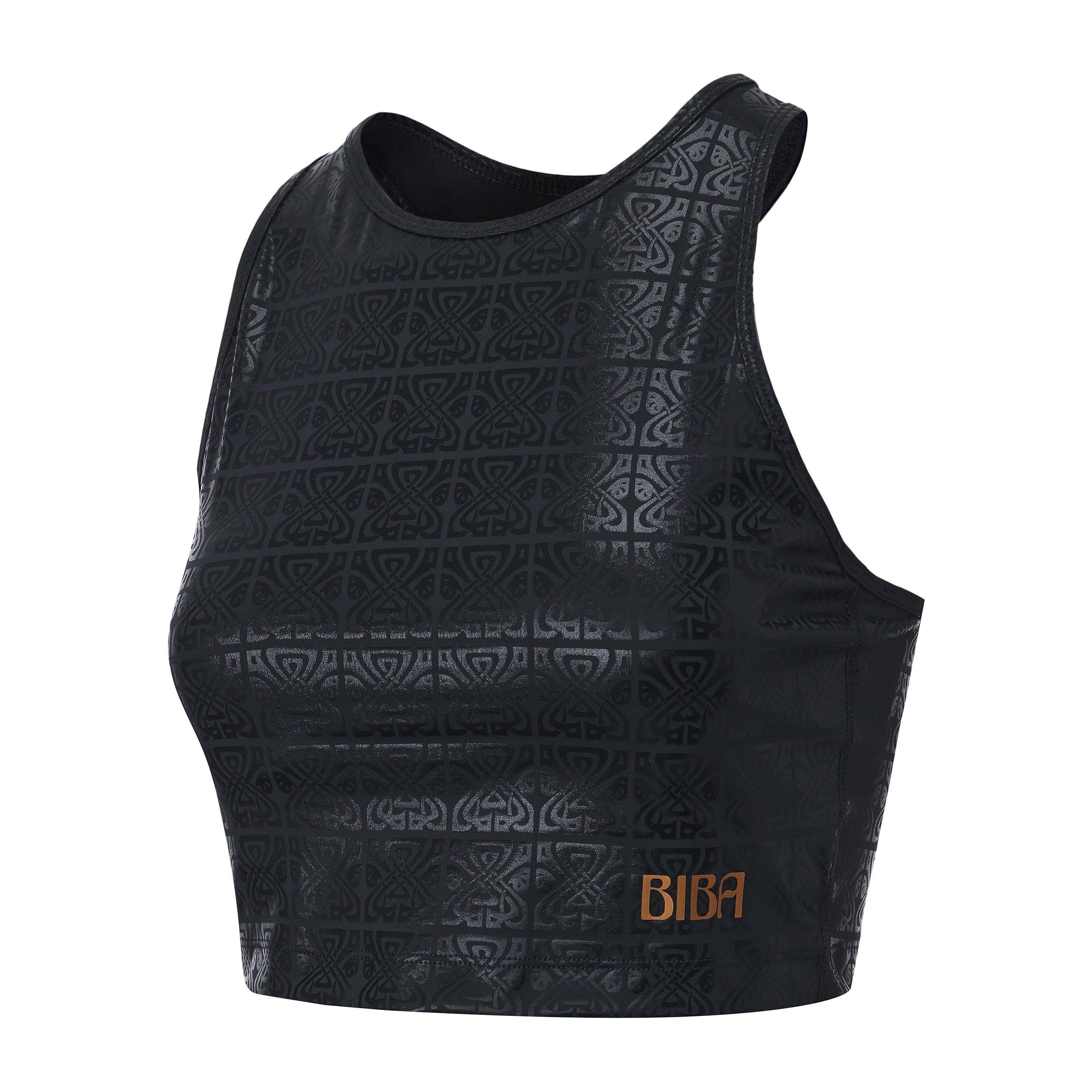 Shine Logo - Biba - Women's Move Tank Scoop Cropped Performance Gym Vest - 2