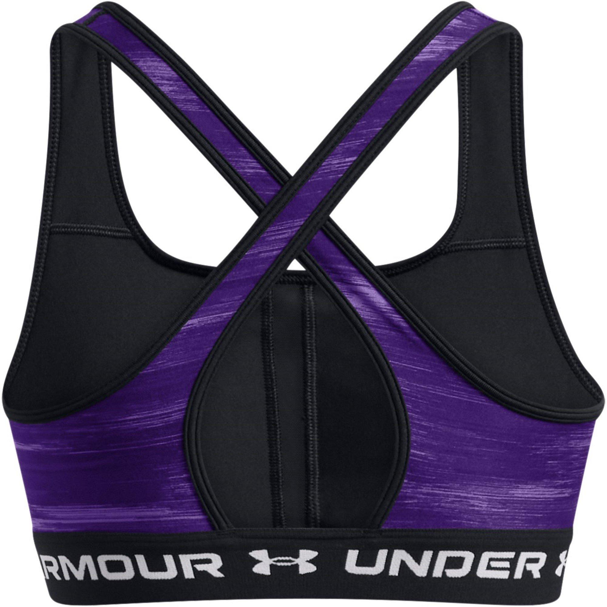 Purple/White - Under Armour - Crossback Printed Womens Medium Support Sports Bra - 2