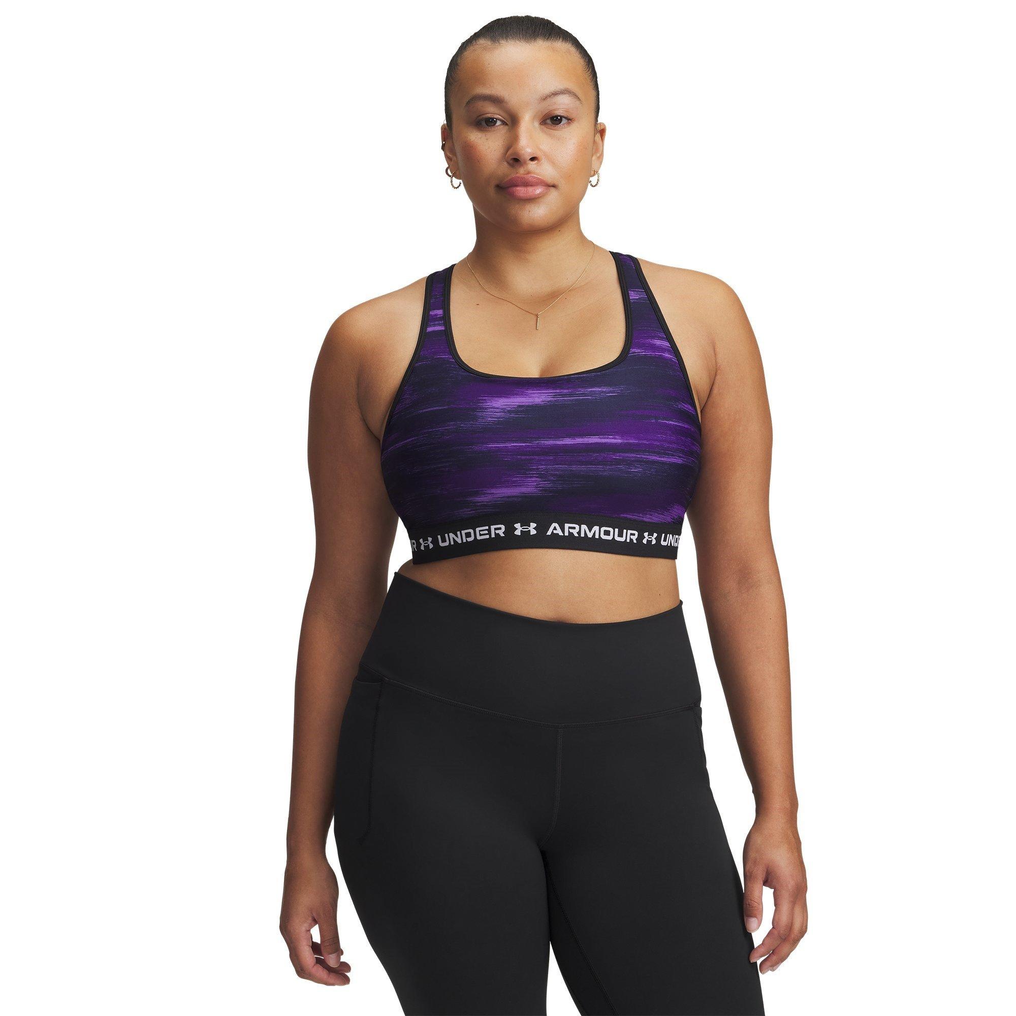 Purple/White - Under Armour - Crossback Printed Womens Medium Support Sports Bra - 11