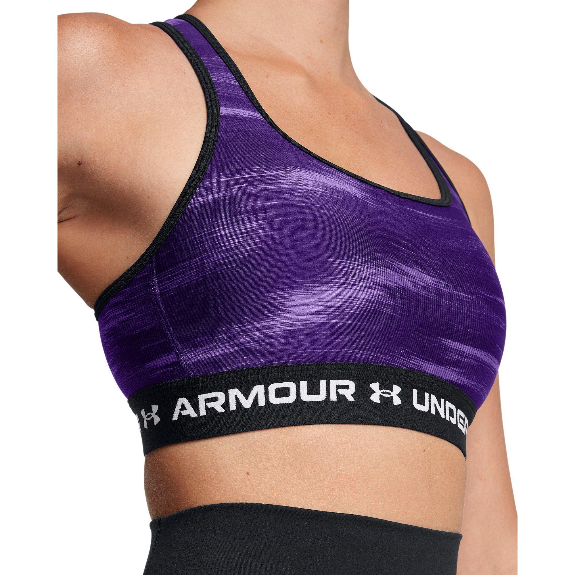 Purple/White - Under Armour - Crossback Printed Womens Medium Support Sports Bra - 15