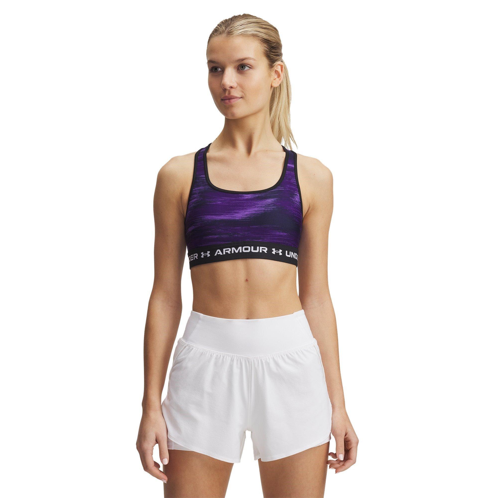 Purple/White - Under Armour - Crossback Printed Womens Medium Support Sports Bra - 5