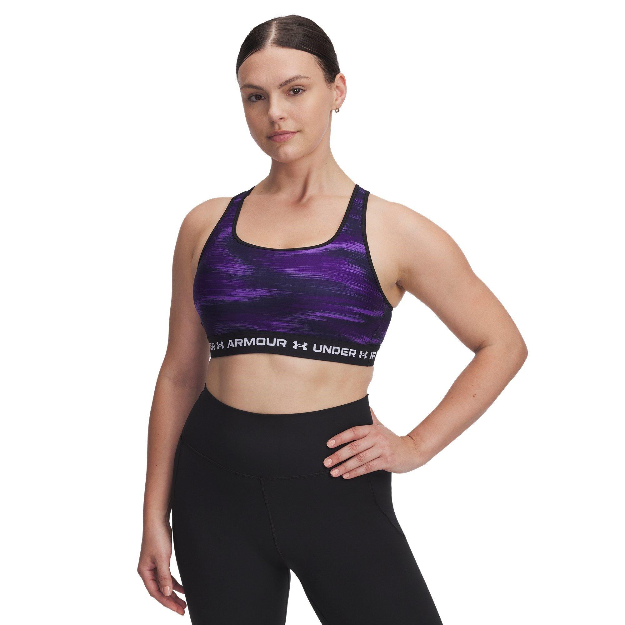 Purple/White - Under Armour - Crossback Printed Womens Medium Support Sports Bra - 9