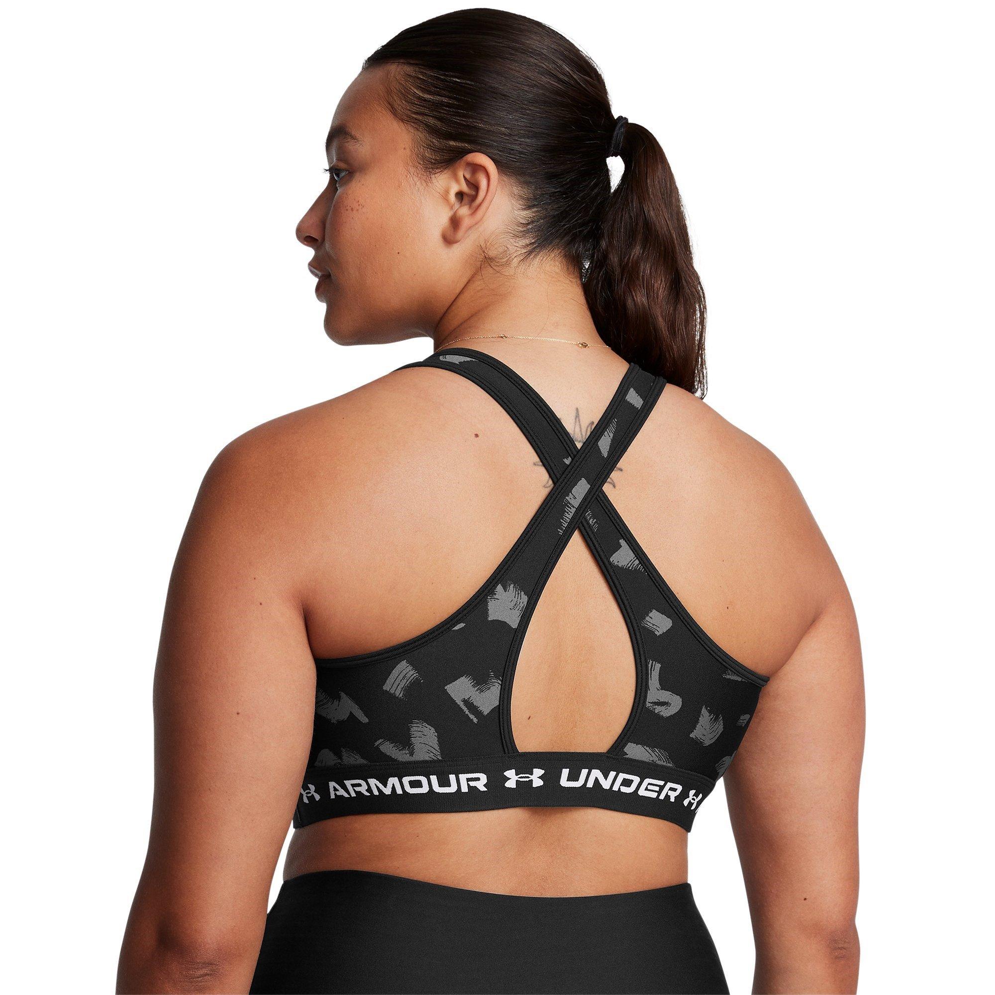 Blk/C.rock/Wht - Under Armour - Under Crossback Printed Womens Medium Support Sports Bra - 12