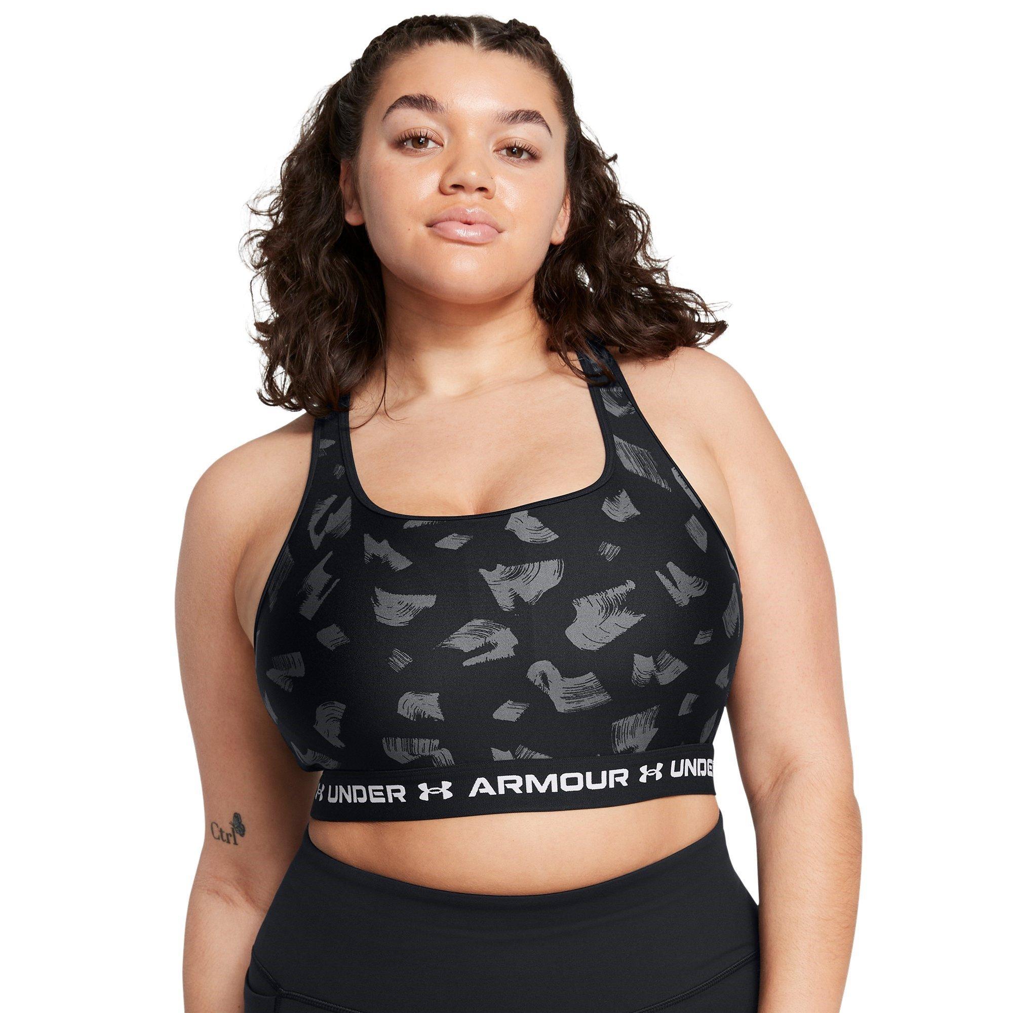 Blk/C.rock/Wht - Under Armour - Under Crossback Printed Womens Medium Support Sports Bra - 13