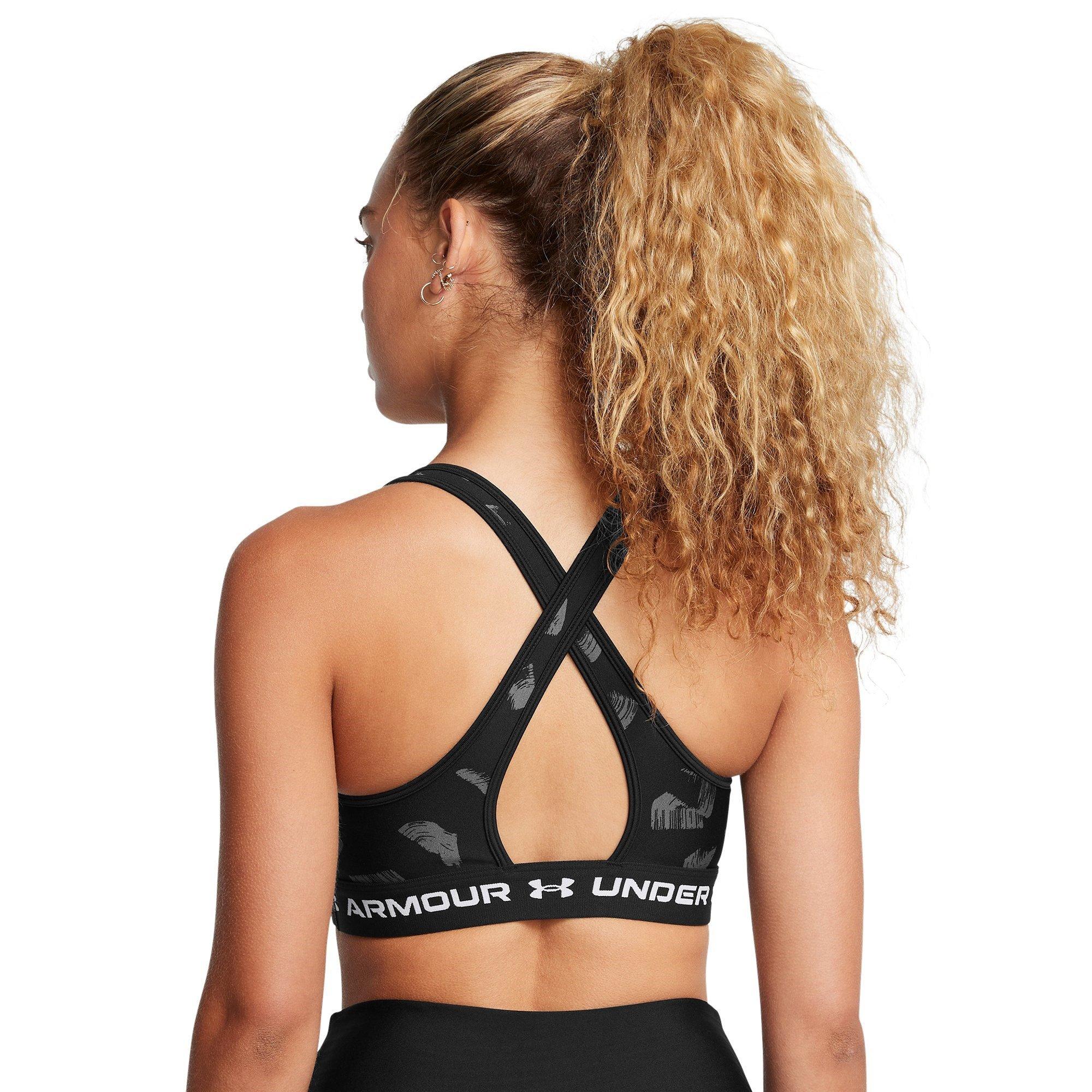 Blk/C.rock/Wht - Under Armour - Under Crossback Printed Womens Medium Support Sports Bra - 4
