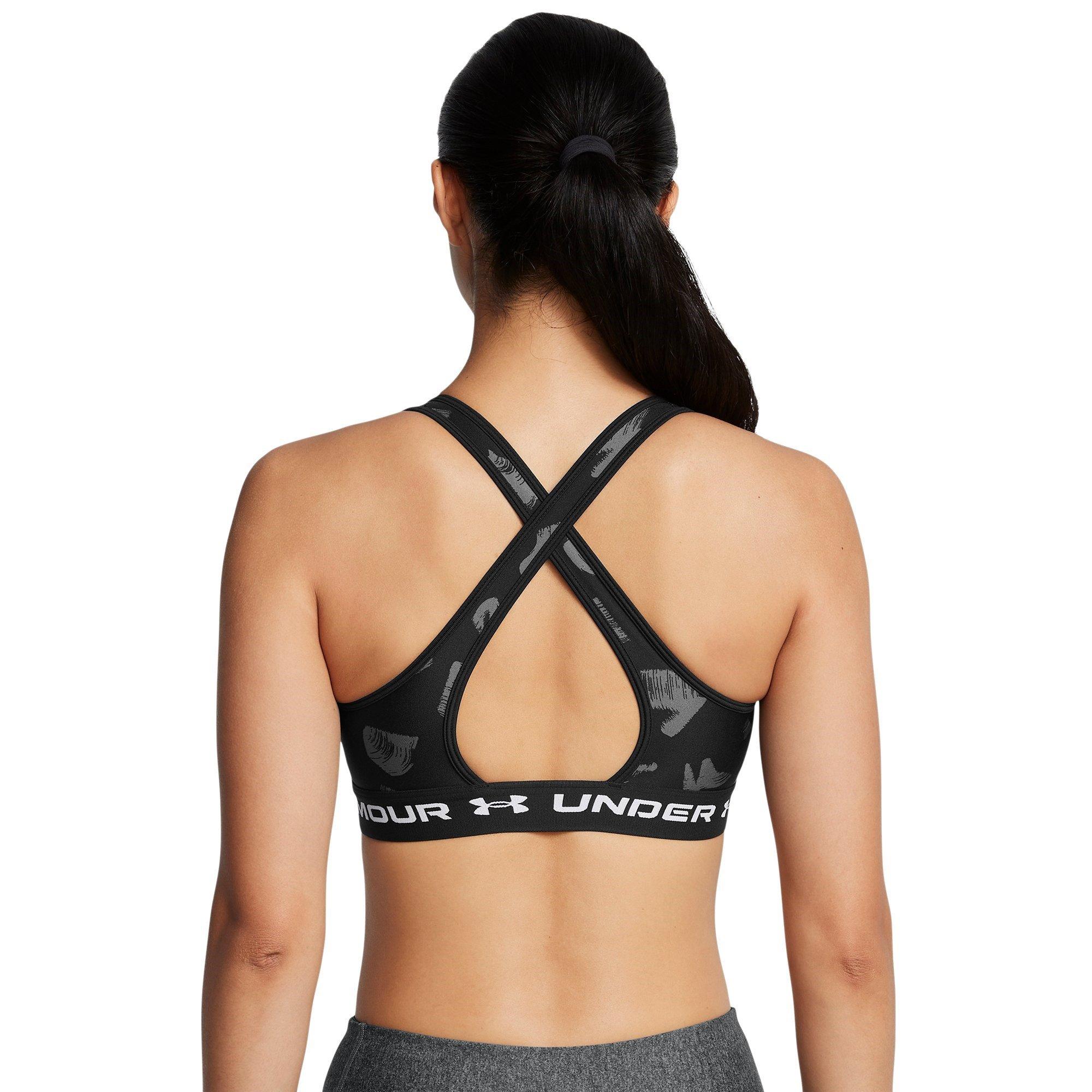 Blk/C.rock/Wht - Under Armour - Under Crossback Printed Womens Medium Support Sports Bra - 6