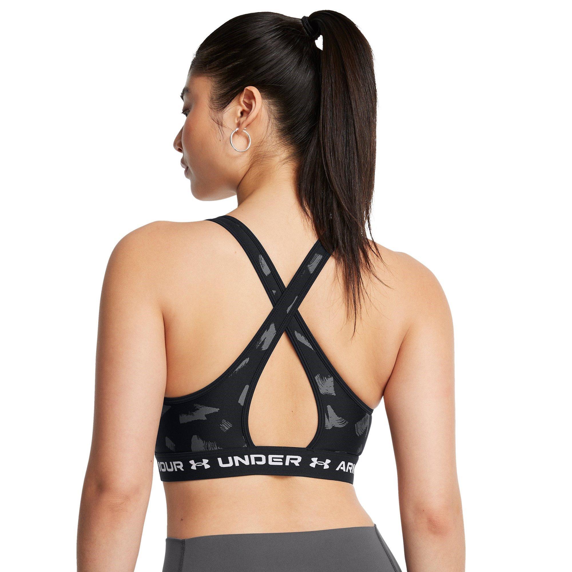 Blk/C.rock/Wht - Under Armour - Under Crossback Printed Womens Medium Support Sports Bra - 8