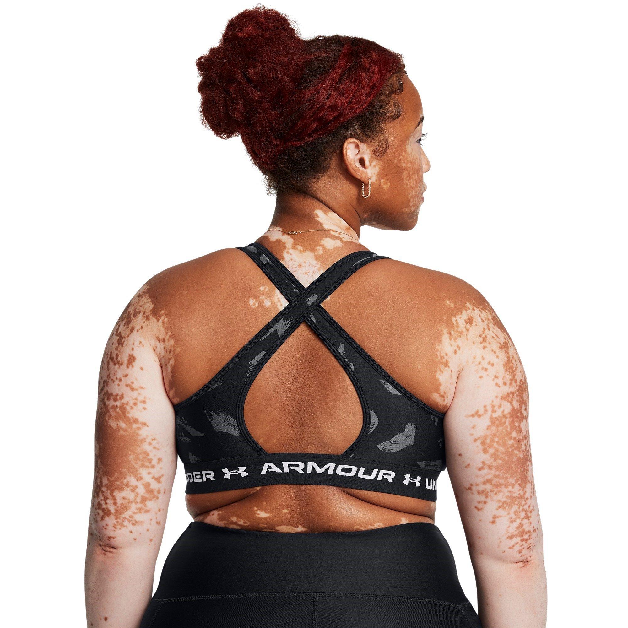 Blk/C.rock/Wht - Under Armour - Under Crossback Printed Womens Medium Support Sports Bra - 10