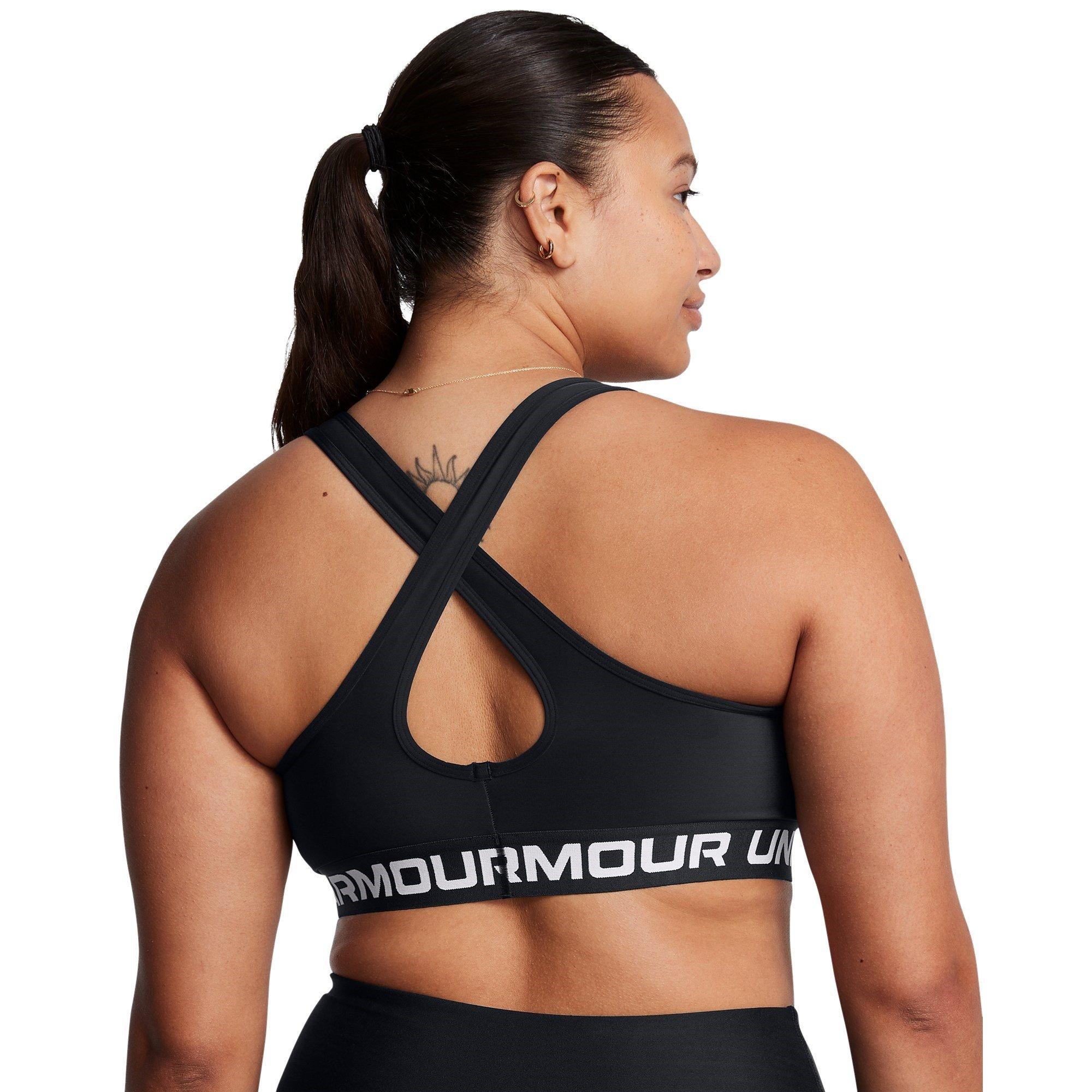 Black/White - Under Armour - Crossback Womens Medium Support Sports Bra - 12