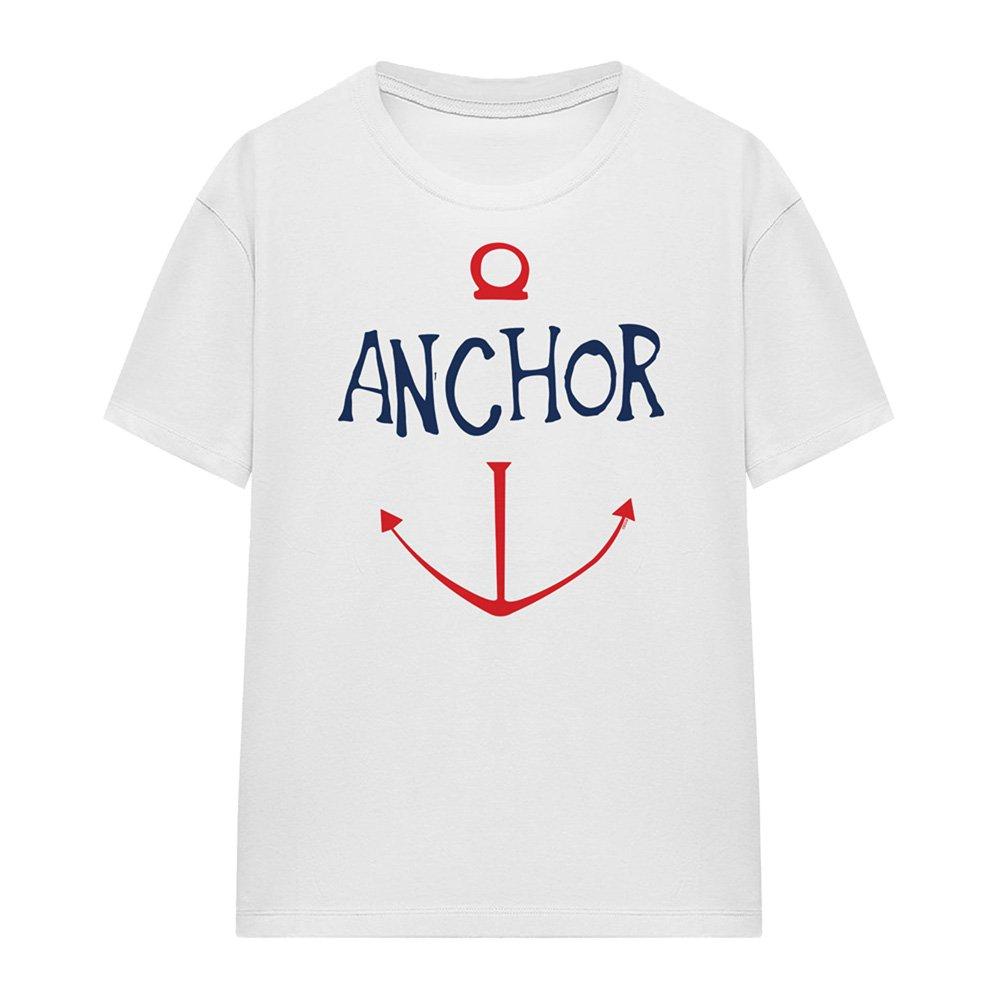 White - One Piece - One Piece Sketch Anchor Simple Ladies T Shirt Whi - 4