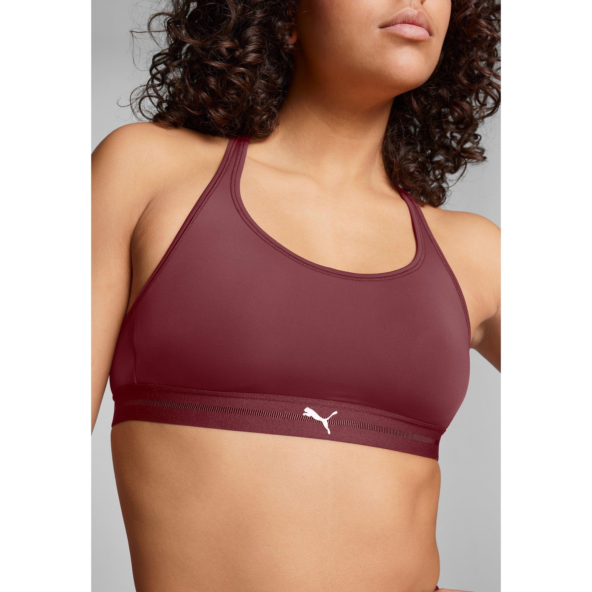 Burgund - Puma - Women's Sporty Padded Low Impact Sports Bra - 4