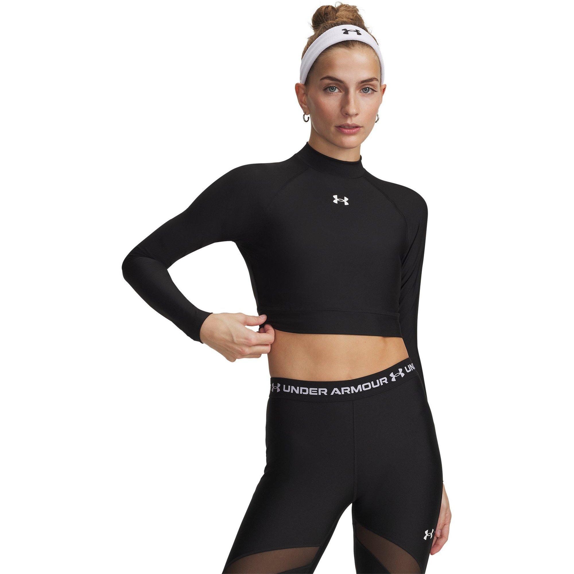 Zwart/Wit - Under Armour - UA HG Crop Mock LS Ld63 - 1