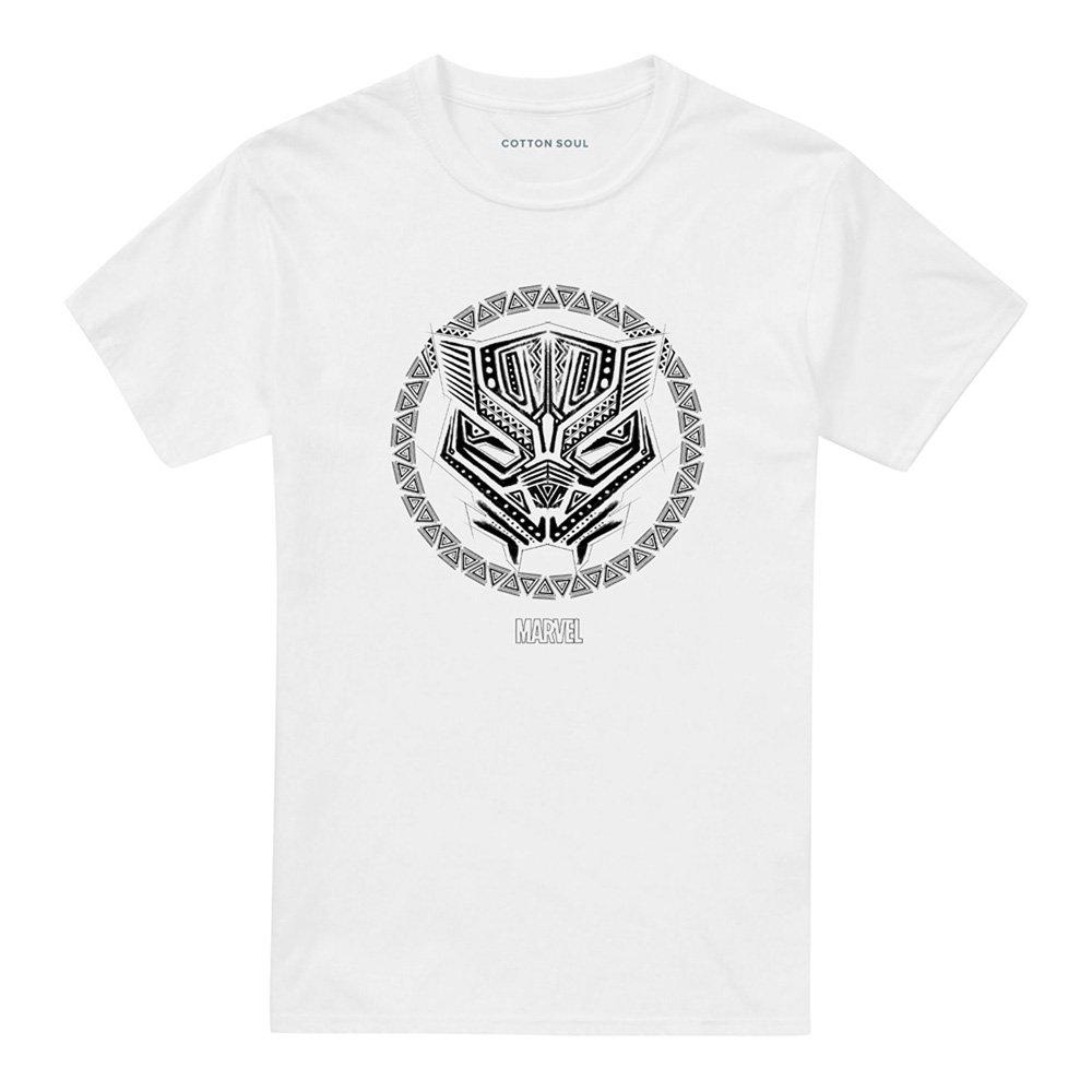 White - Black Panther - Black Panther Symbol Cotton Mens T-Shirt White - 4