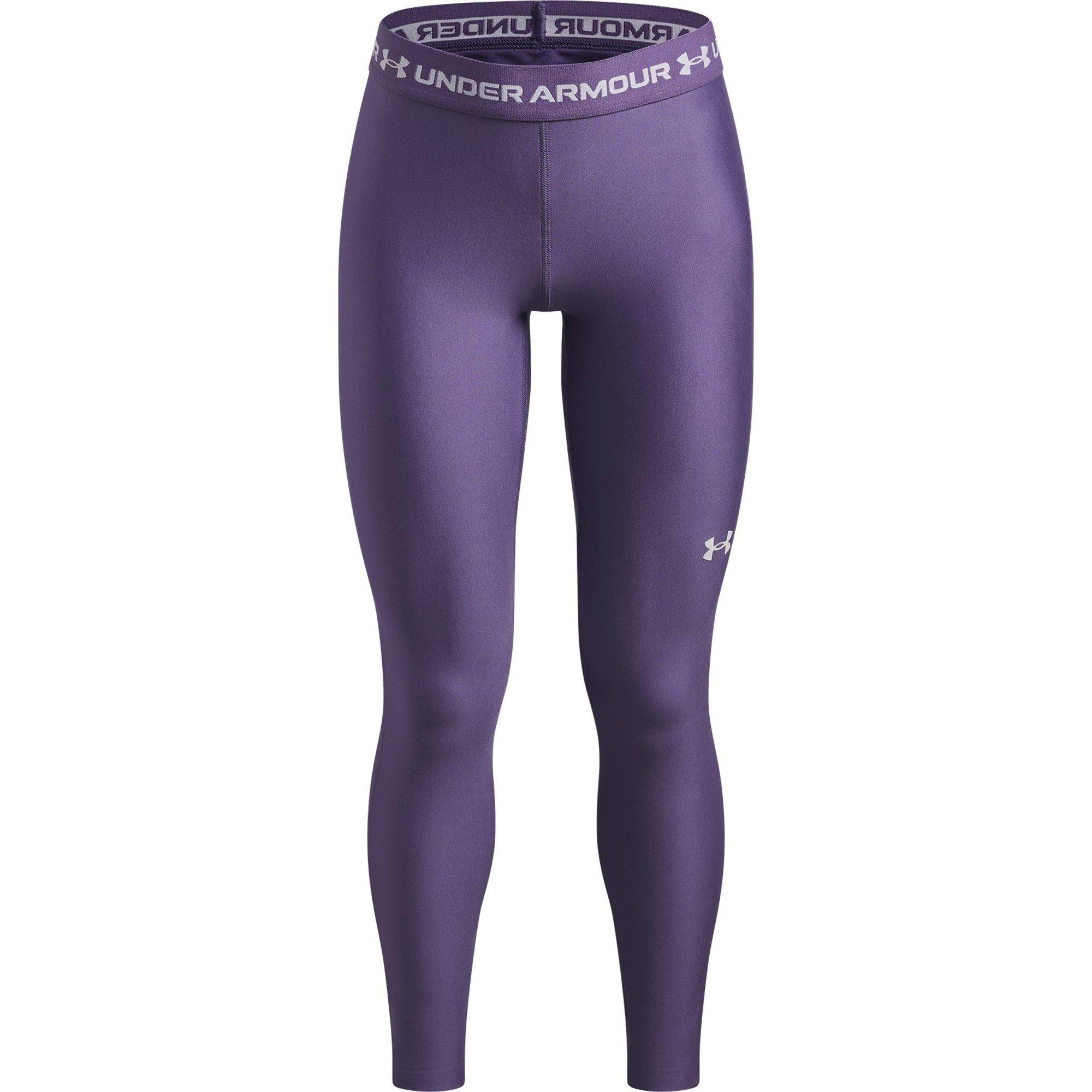 Under Armour Girls Kids Heatgear® Performance Gym Leggings - Purple/White - 13 (XL)