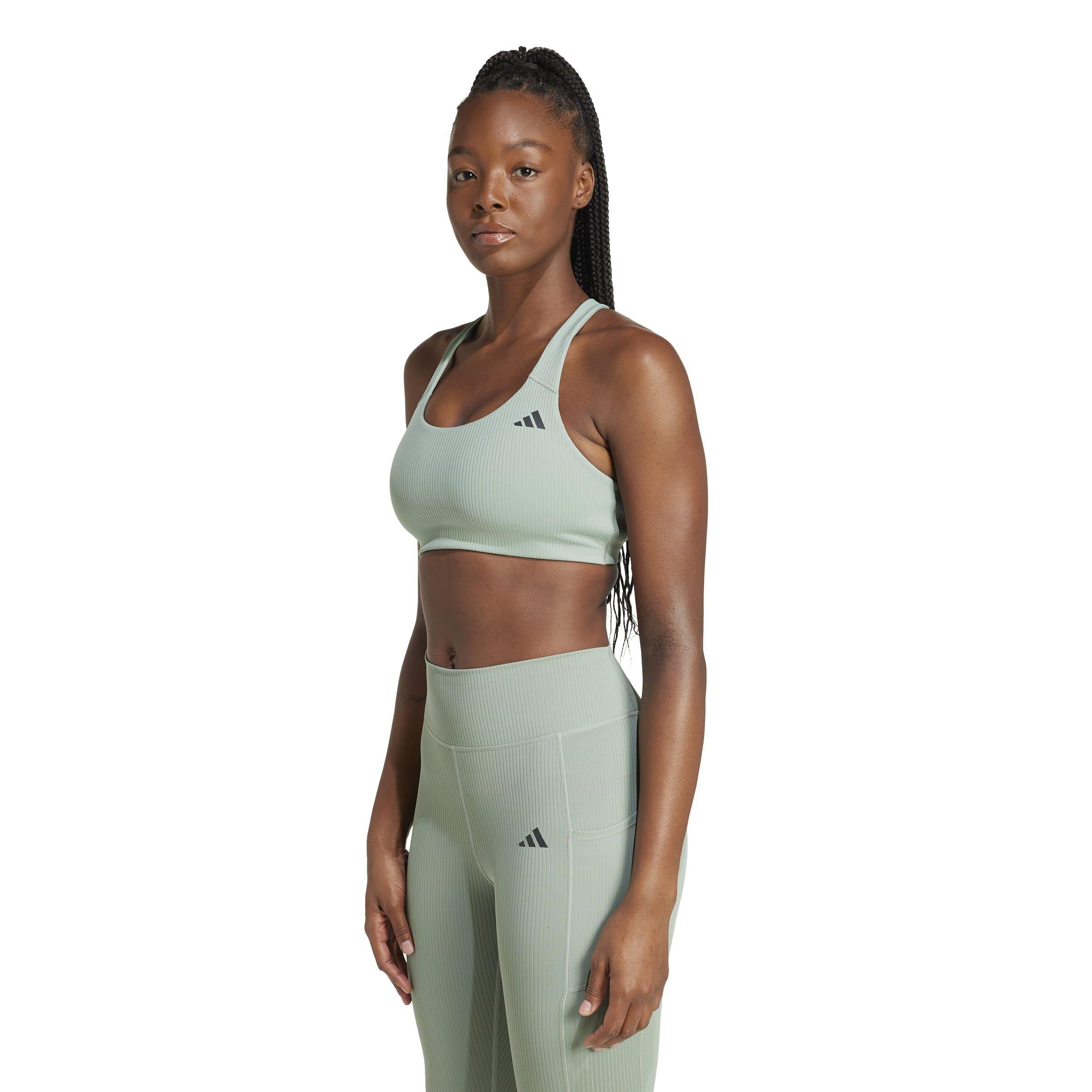 Silver Green - adidas - Women's Medium Impact Sports Bra - 3