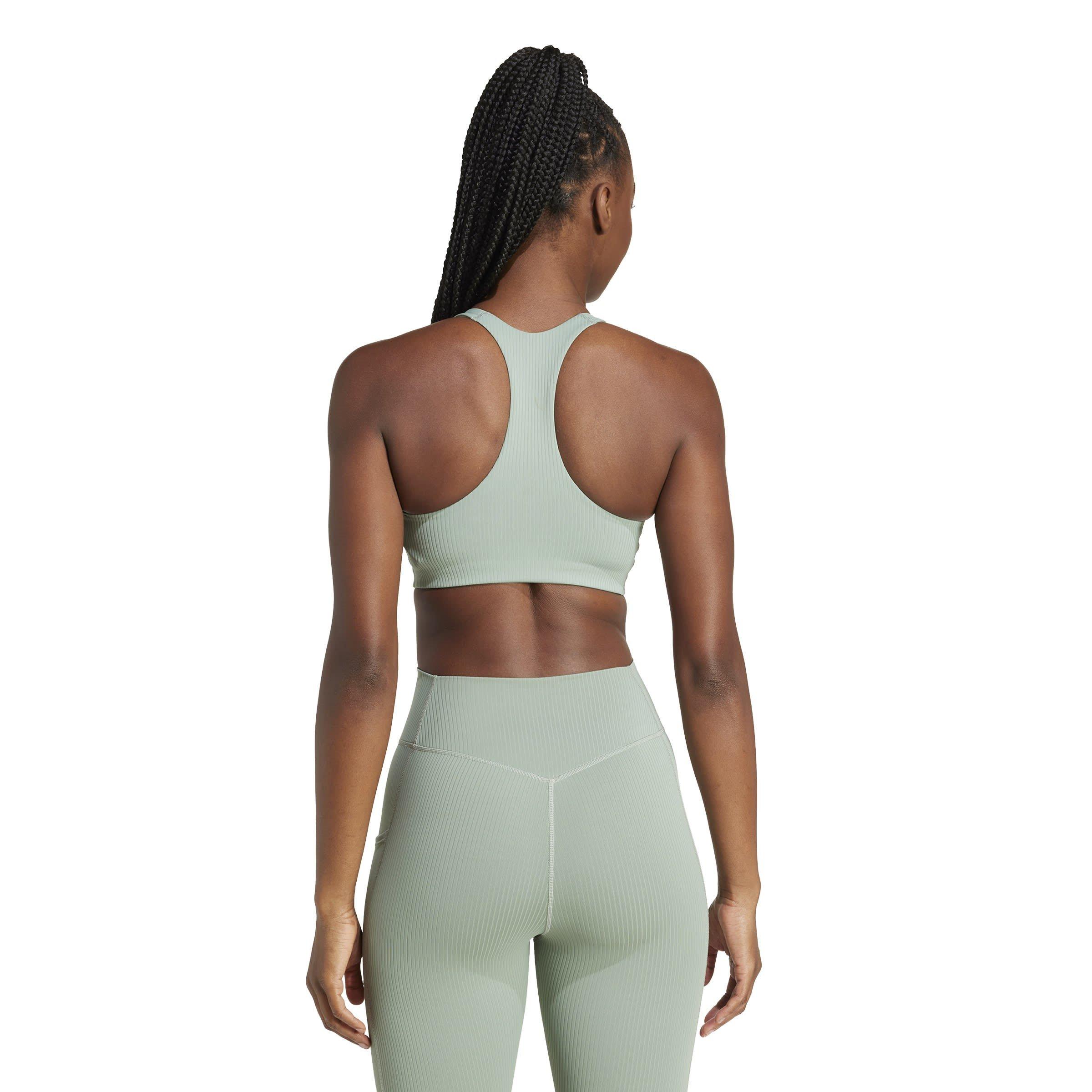 Silver Green - adidas - Women's Medium Impact Sports Bra - 4
