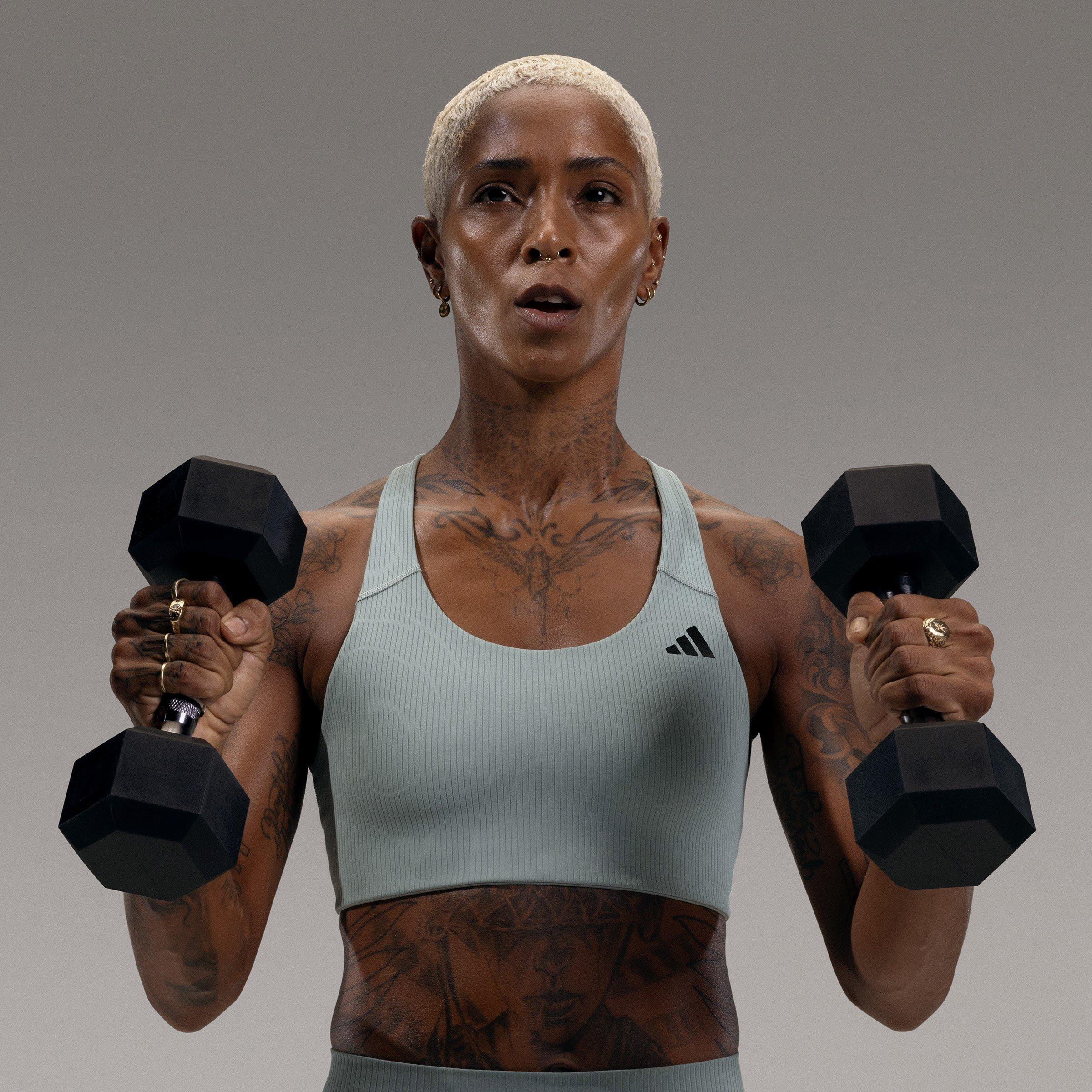 Silver Green - adidas - Women's Medium Impact Sports Bra - 9