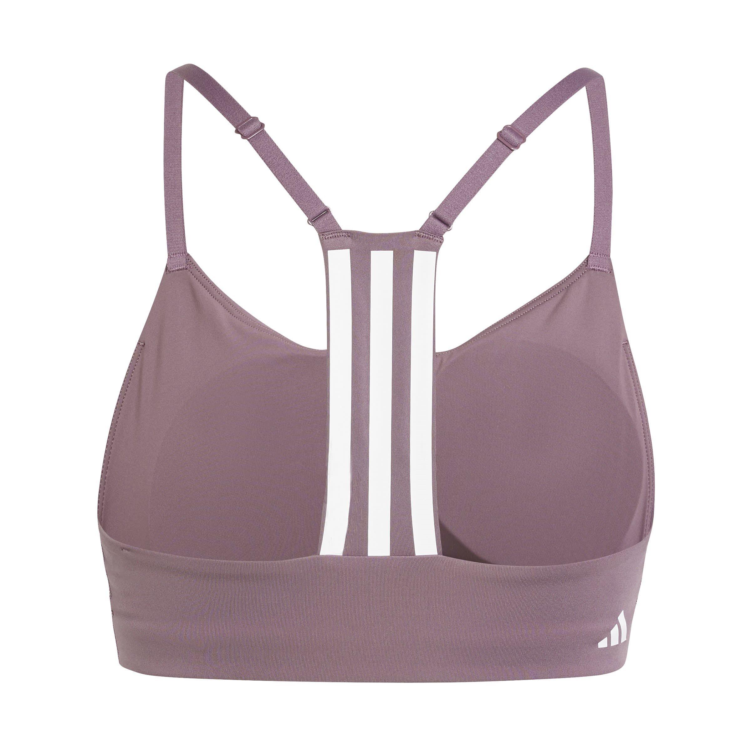Shadow Fig/Wht - adidas - Aeroimpact Womens Training Light Support Sports Bra - 2