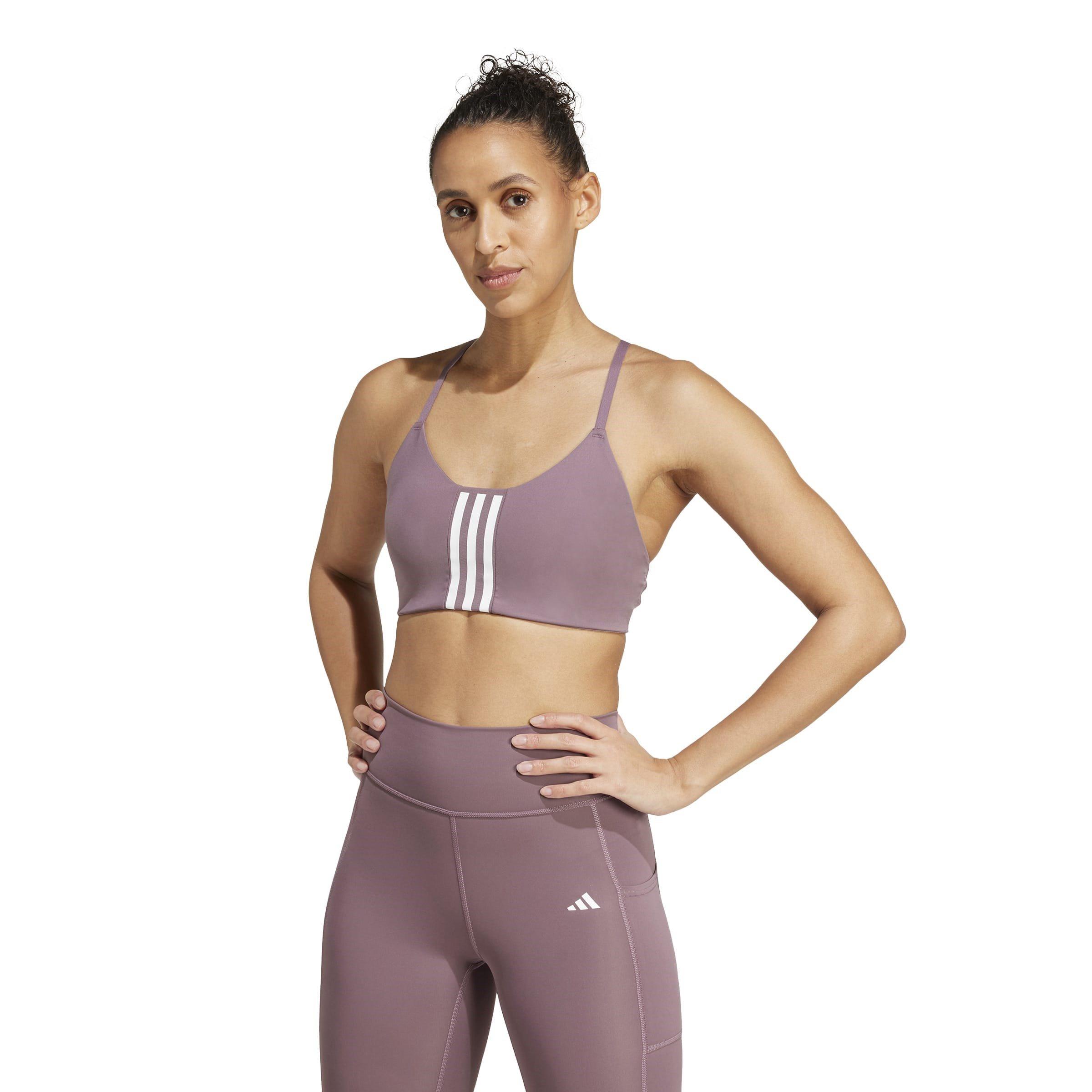 Shadow Fig/Wht - adidas - Aeroimpact Womens Training Light Support Sports Bra - 3