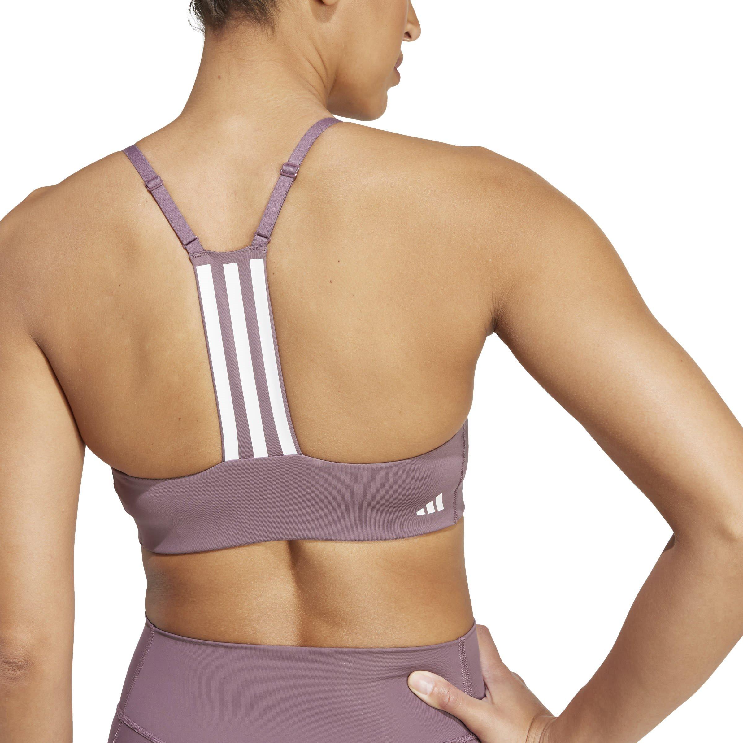 Shadow Fig/Wht - adidas - Aeroimpact Womens Training Light Support Sports Bra - 7