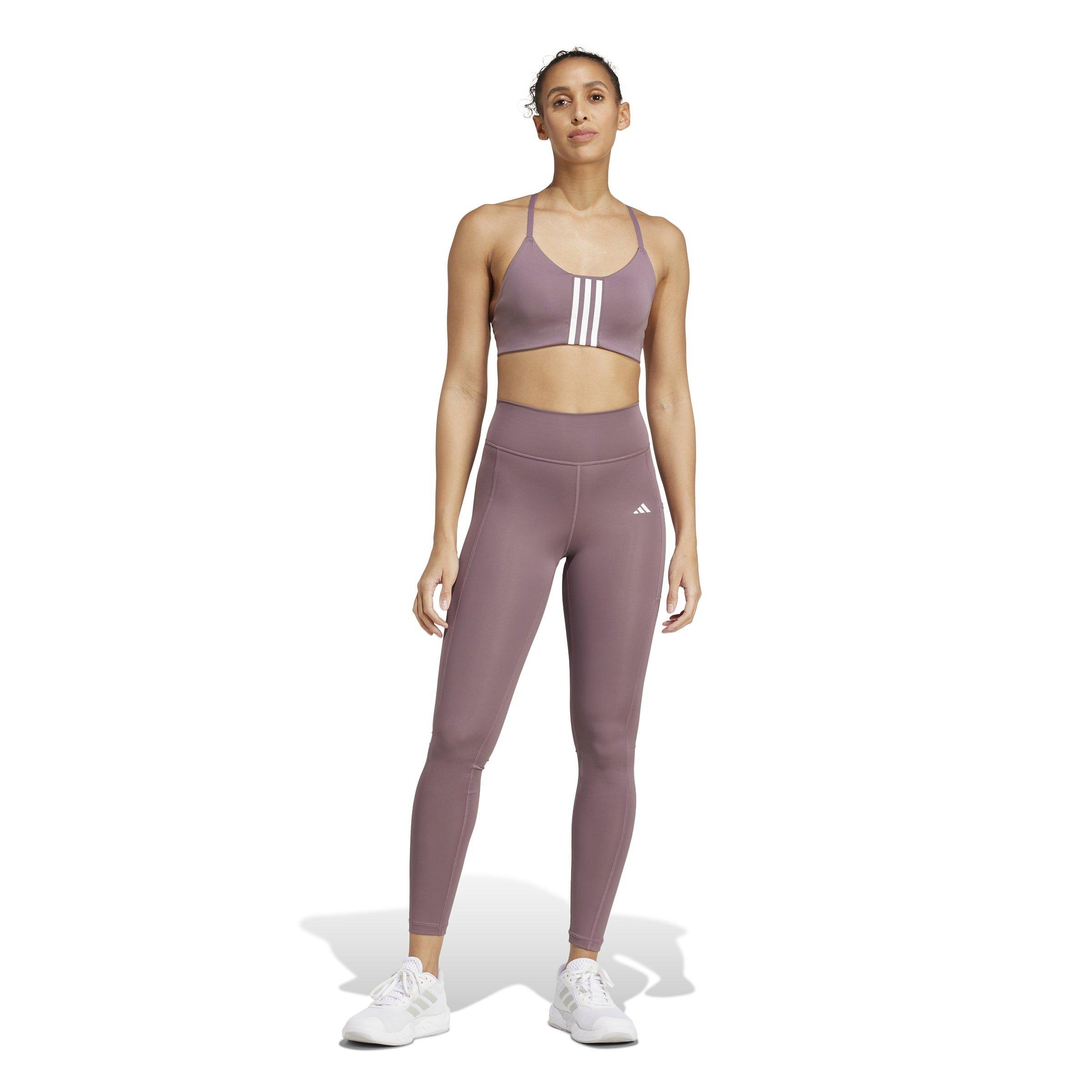 Shadow Fig/Wht - adidas - Aeroimpact Womens Training Light Support Sports Bra - 8