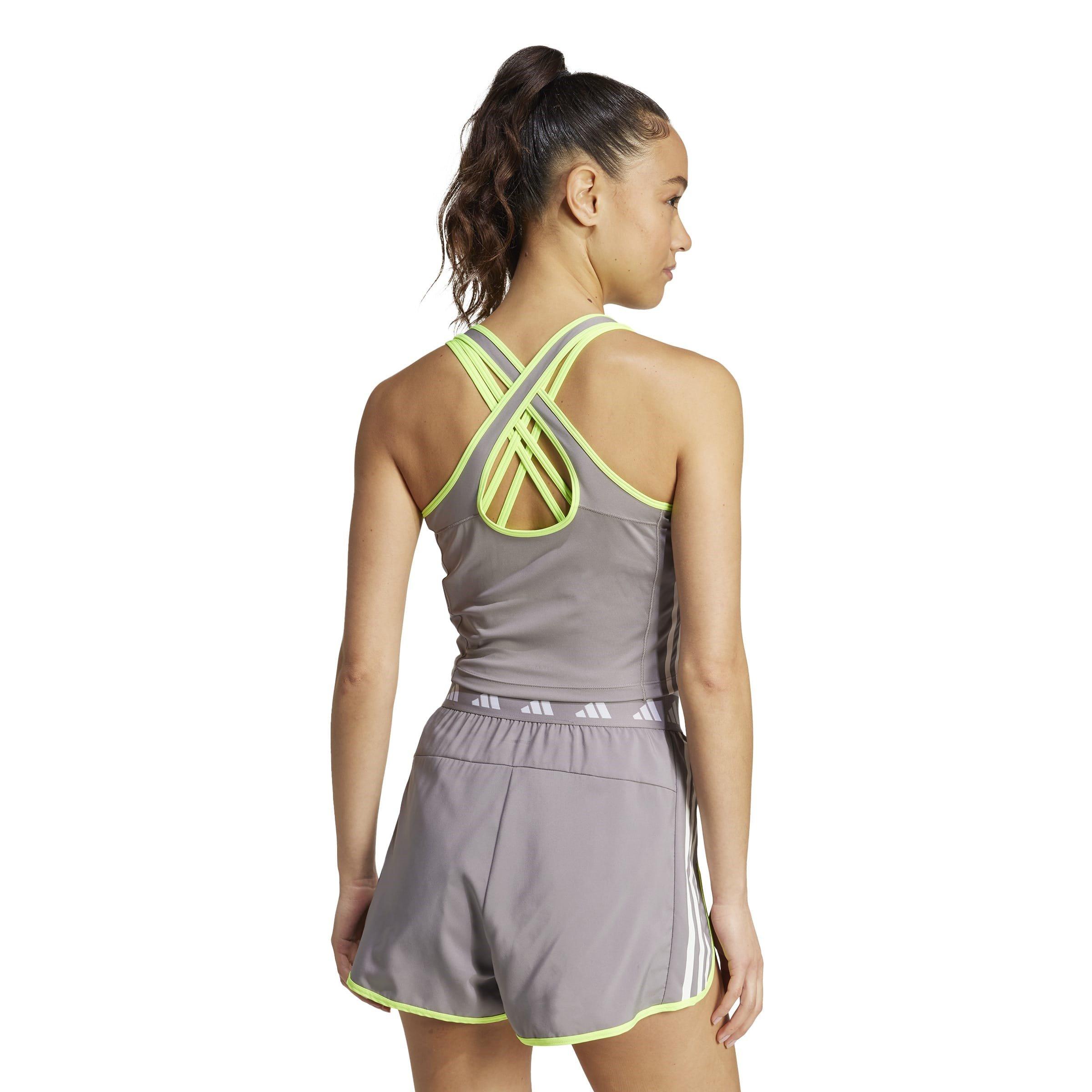 Taupe/Wht/Lemon - adidas - Women's Performance Gym Vest - 3