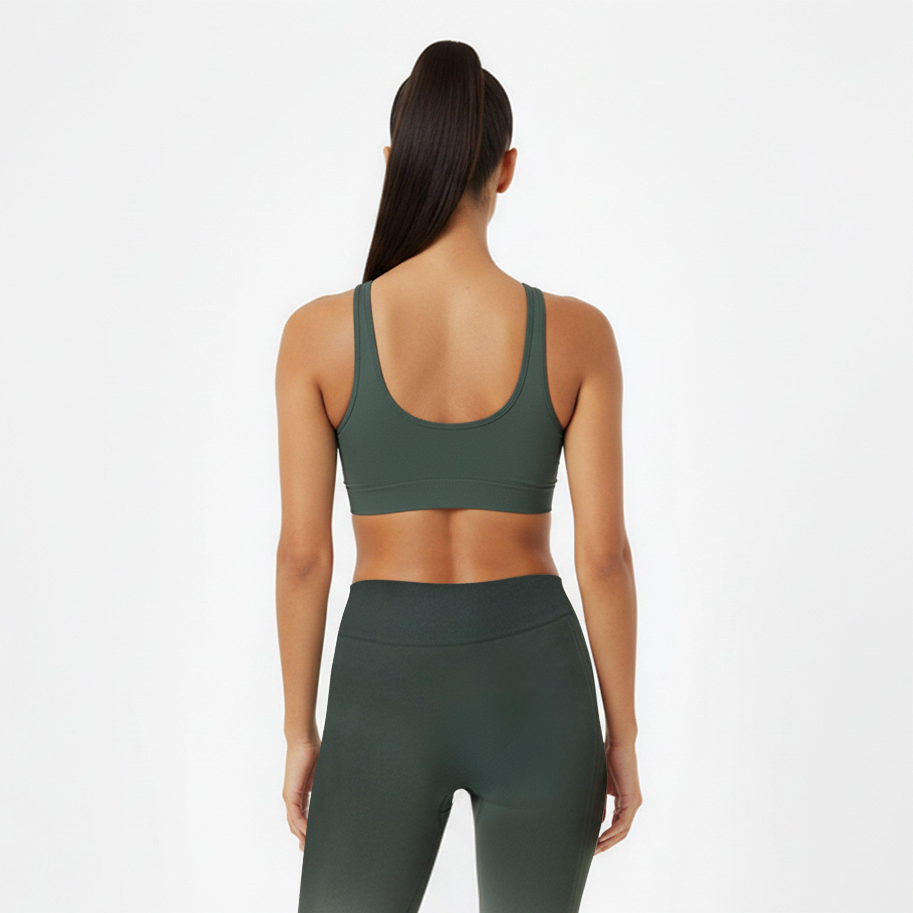 Khaki - USA Pro - Scoop Back Low Impact Sports Bra - 4