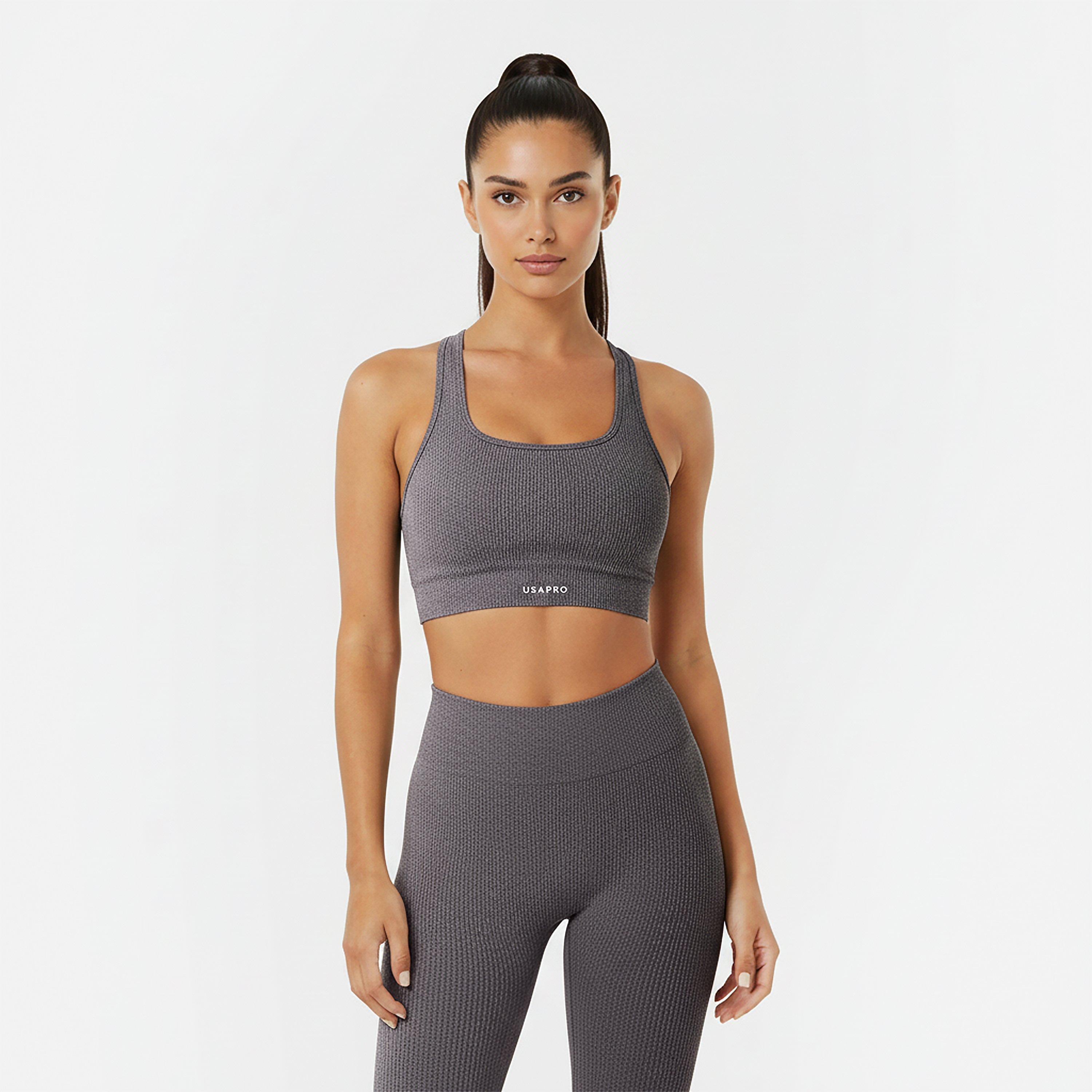 Espresso Marl - USA Pro - Pro Seamless Ribbed Bra Womens - 3