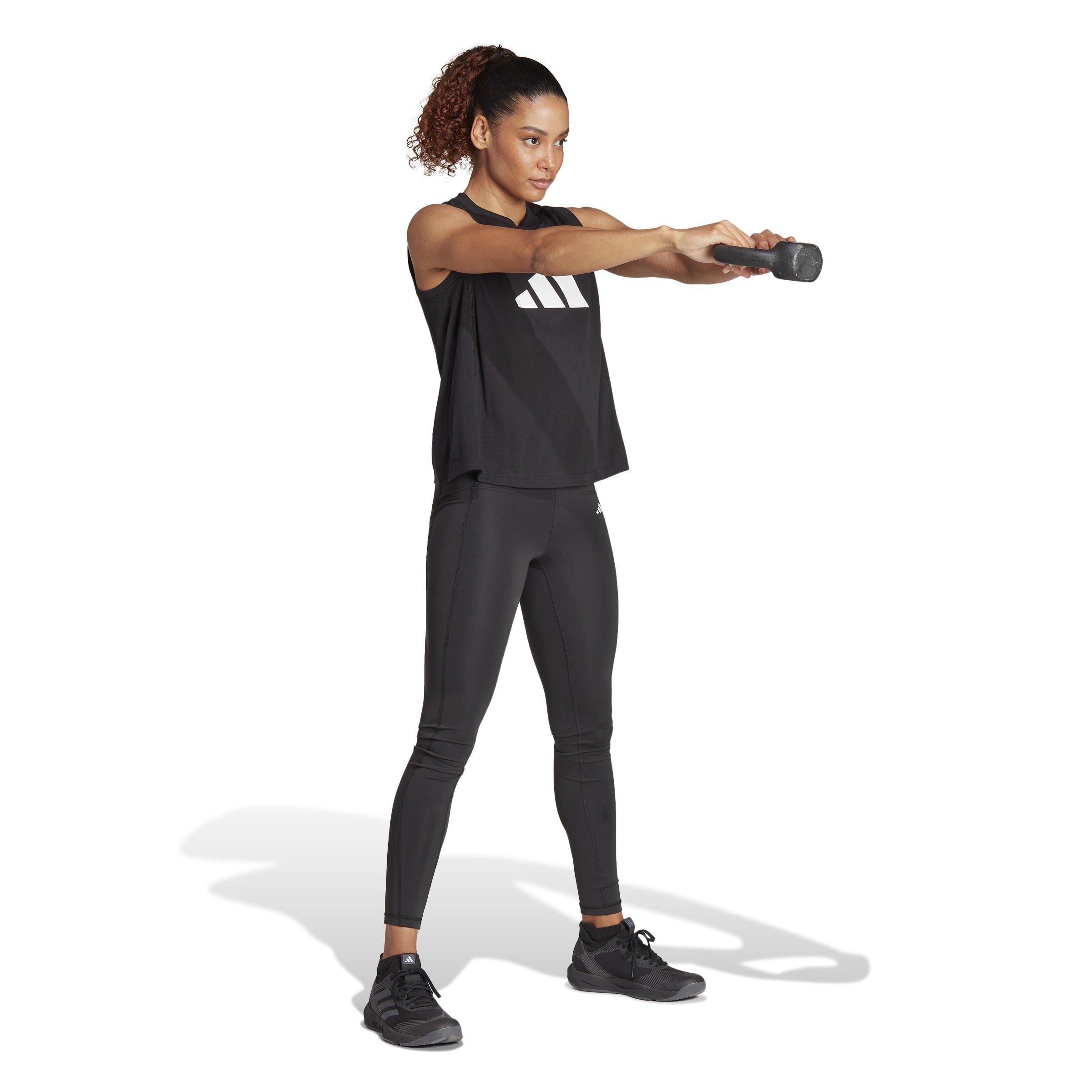 Black/White - adidas - Train Essentials Logo Tank Top Womens - 4