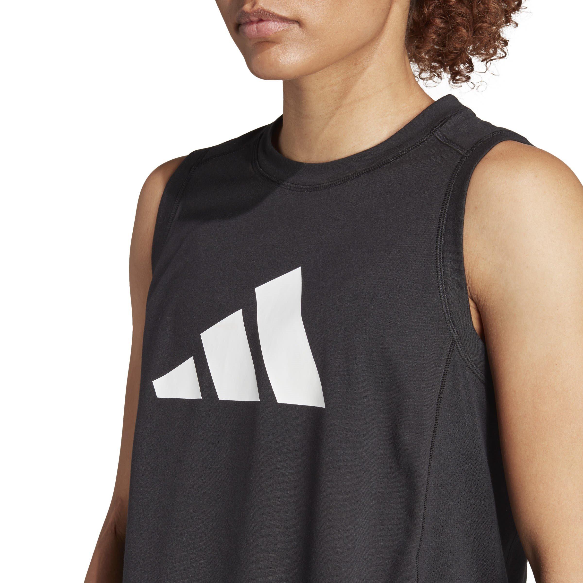 Black/White - adidas - Train Essentials Logo Tank Top Womens - 5
