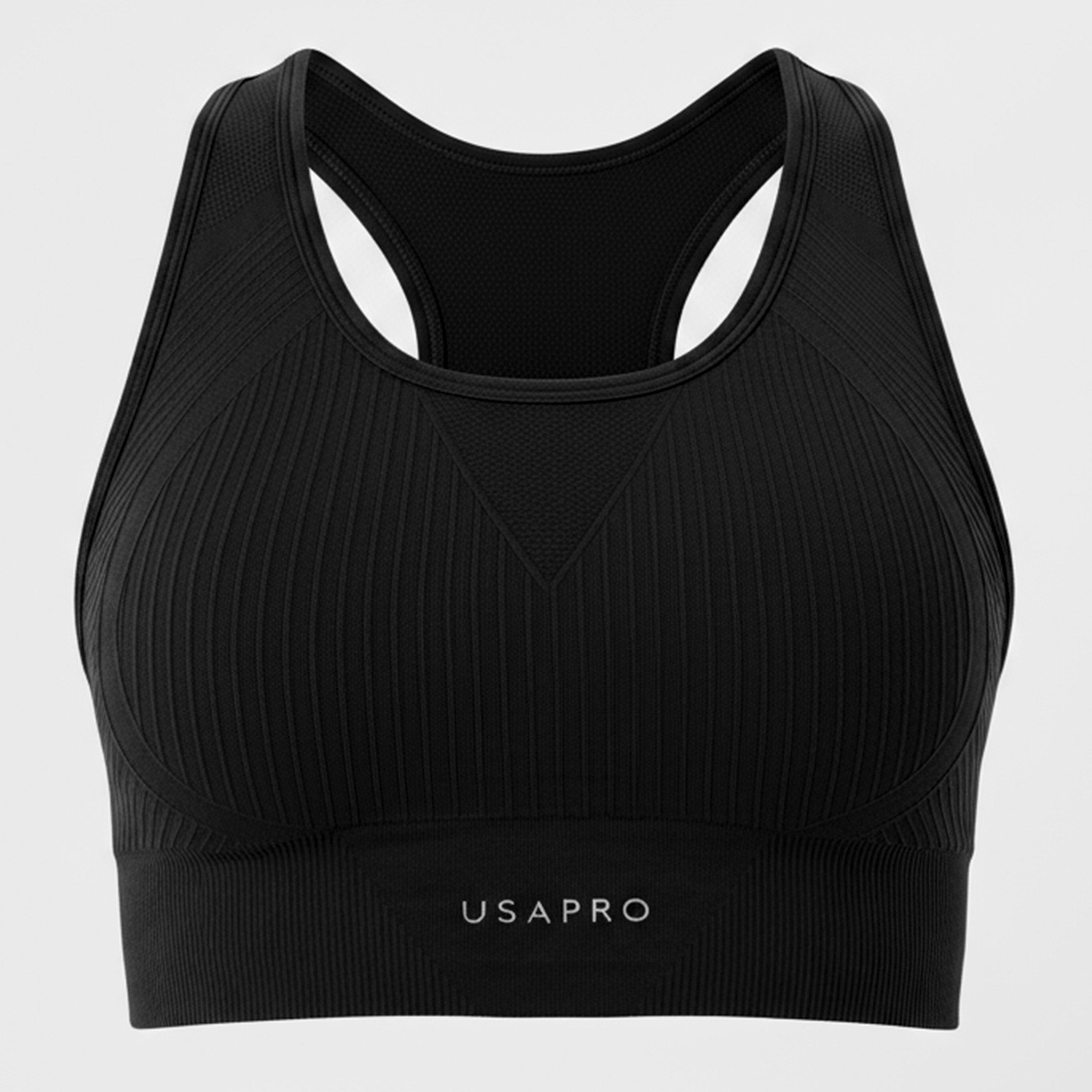 Black - USA Pro - UP Seamless Crop Sports Bra - 1