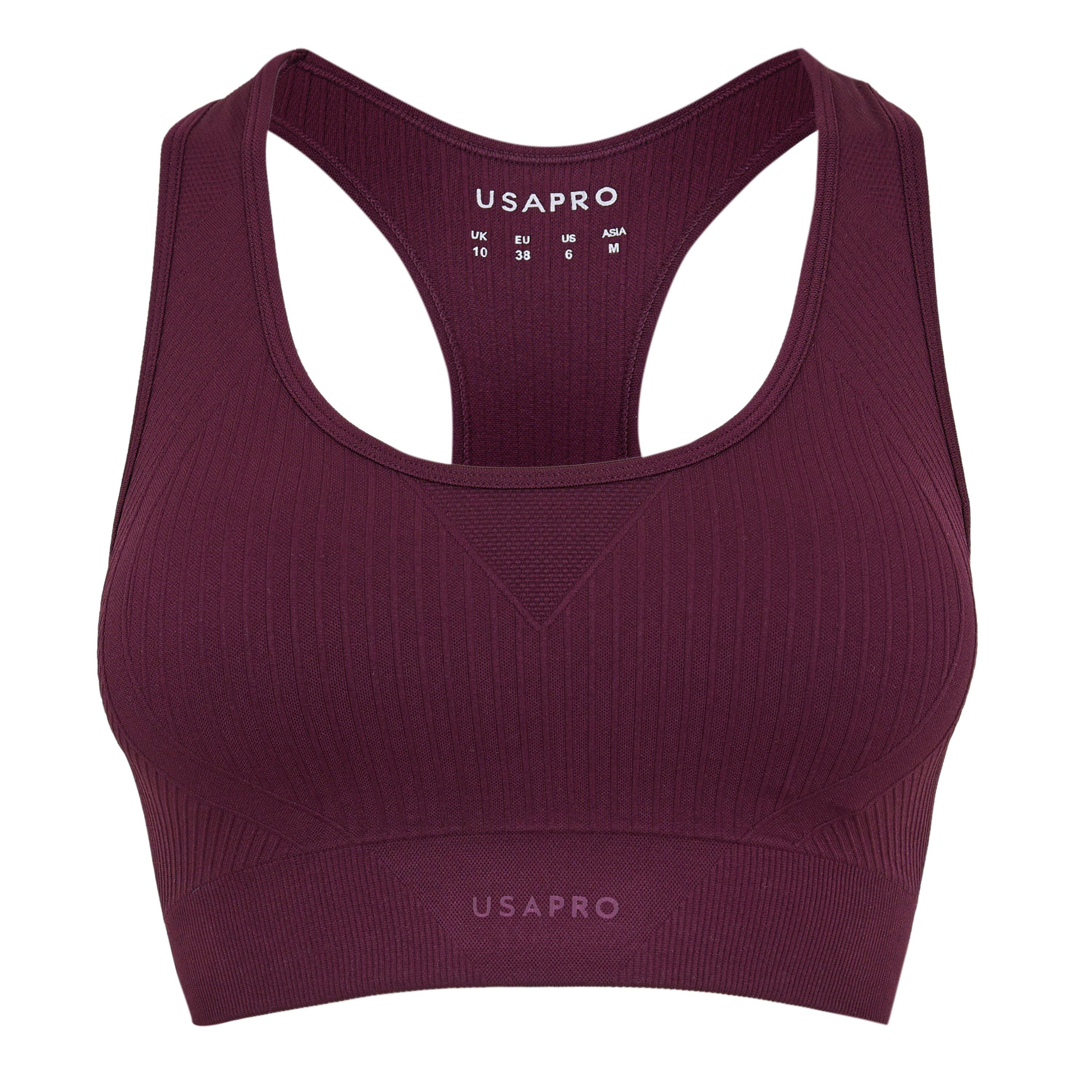 Usa Pro Women's Up Seamless Crop Sports Bra - Dark Cherry - 8 (36)