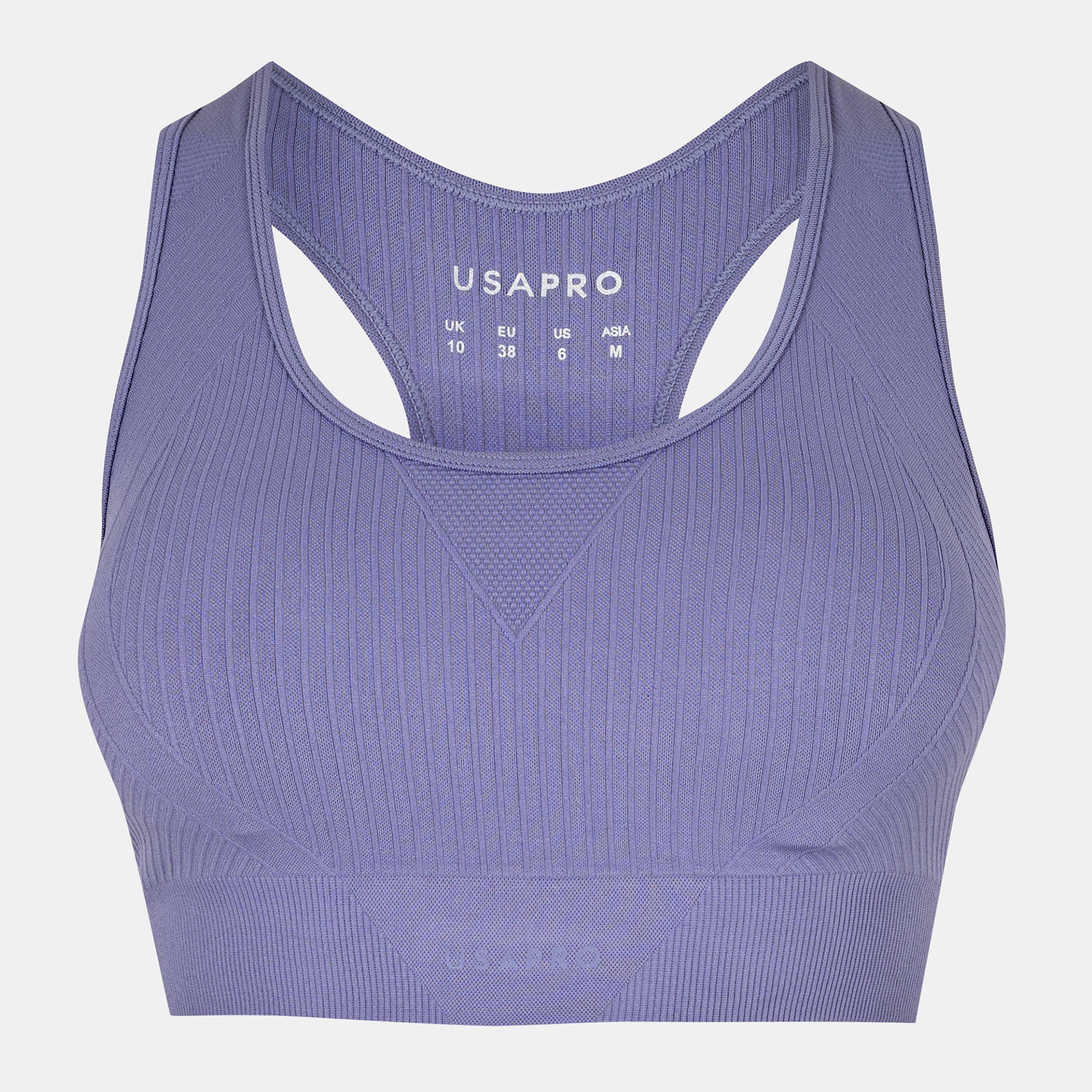 Usa Pro Women's Up Seamless Crop Sports Bra - Lilac Shadow - 10 (38)